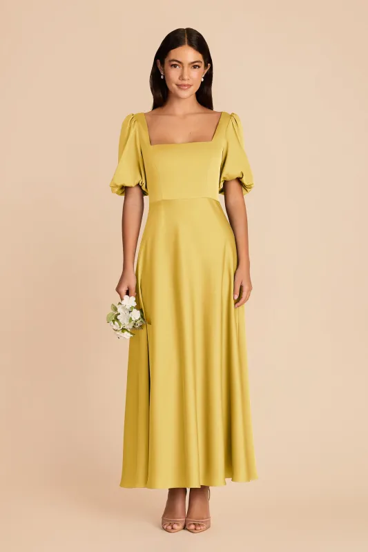 Juliette Matte Satin Dress - Sunflower Yellow made by Birdy Grey