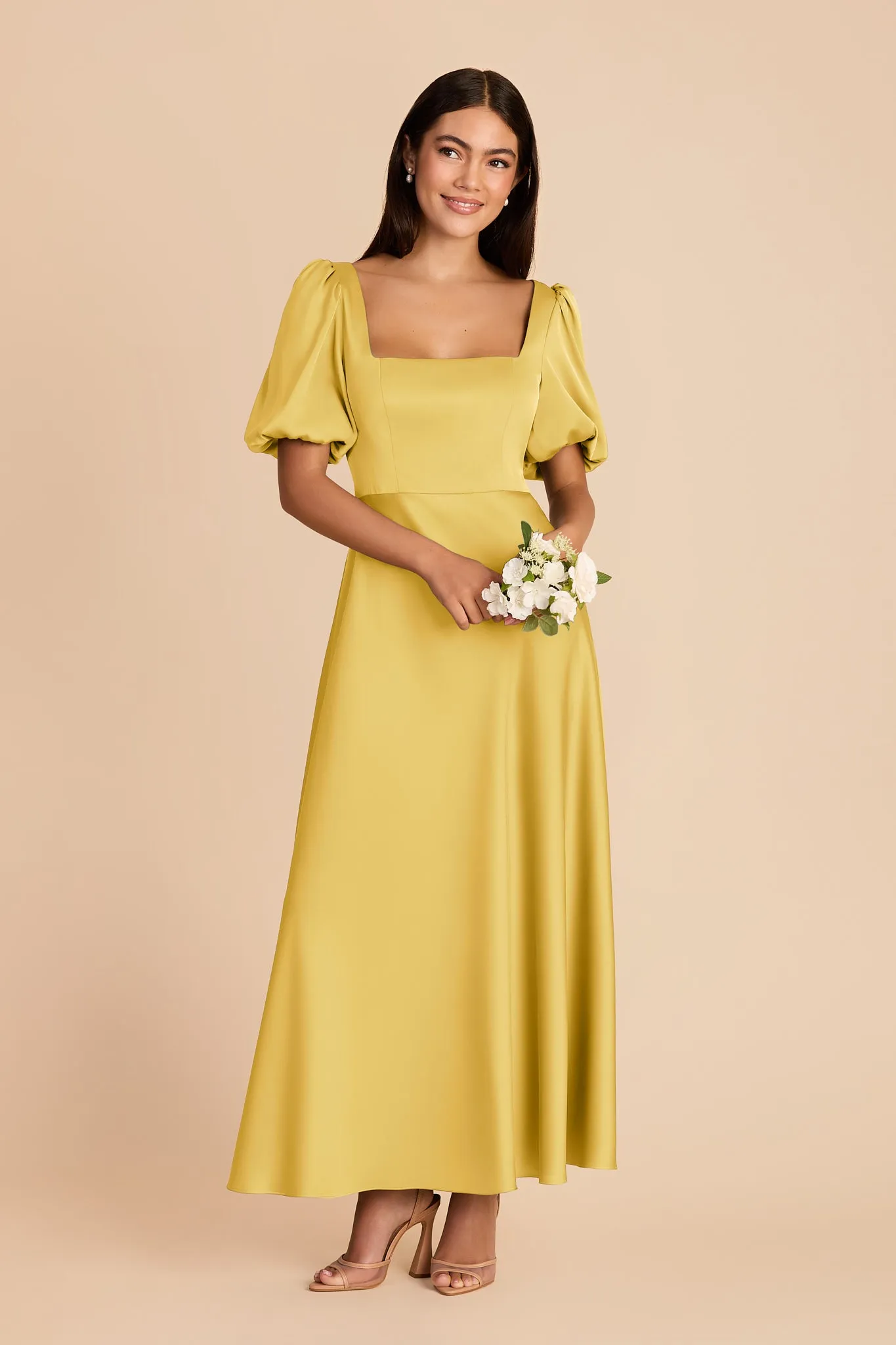Juliette Matte Satin Dress - Sunflower Yellow sold by Birdy Grey product image thumbnail 3