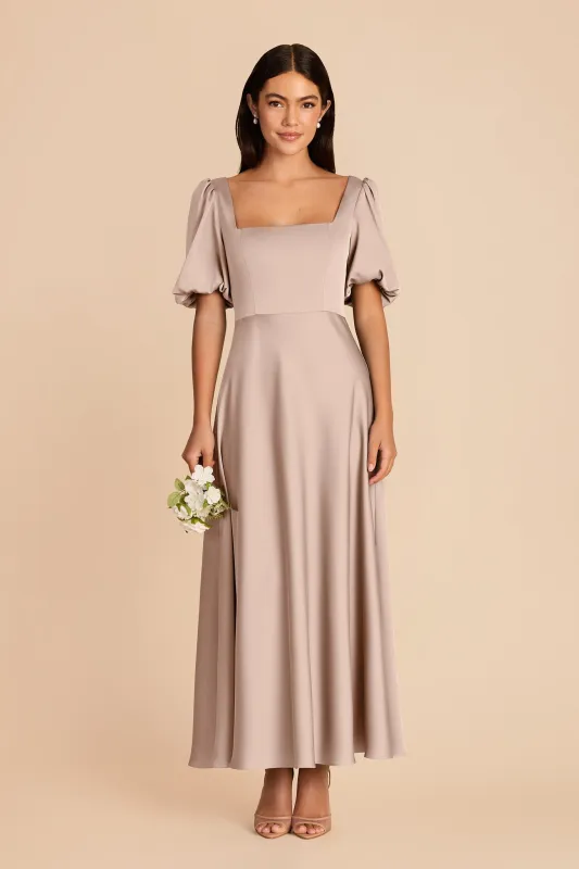 Juliette Matte Satin Dress - Taupe made by Birdy Grey