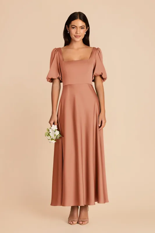 Juliette Matte Satin Dress - Terracotta made by Birdy Grey