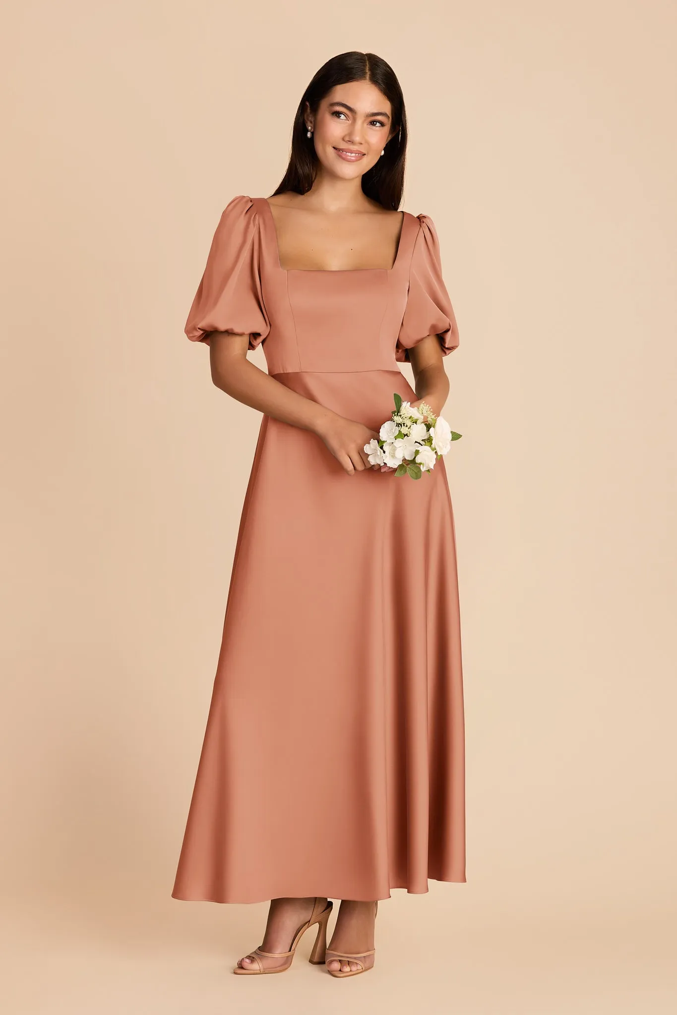 Juliette Matte Satin Dress - Terracotta sold by Birdy Grey product image thumbnail 3