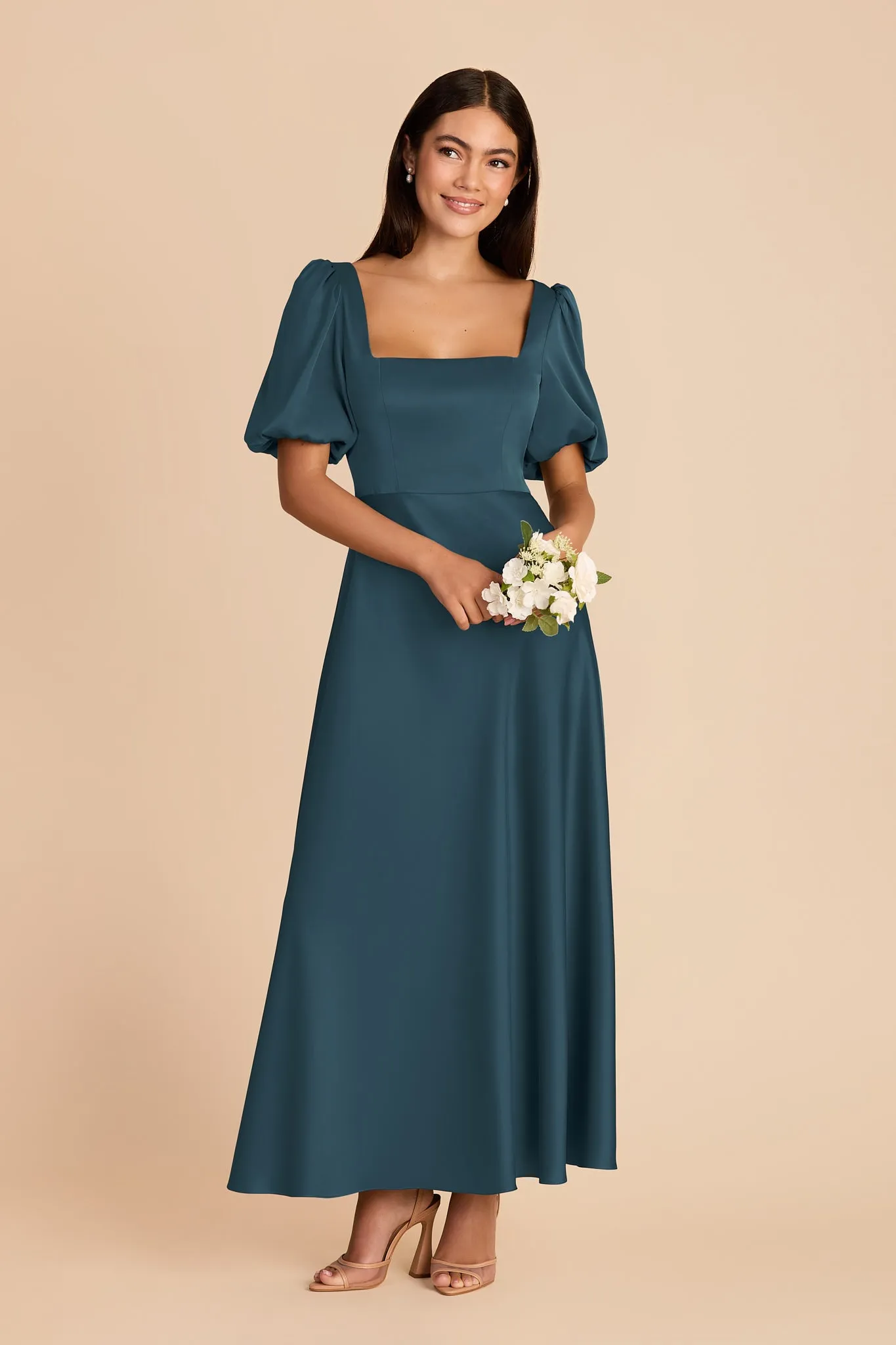 Juliette Matte Satin Dress - Dark Teal sold by Birdy Grey product image thumbnail 3