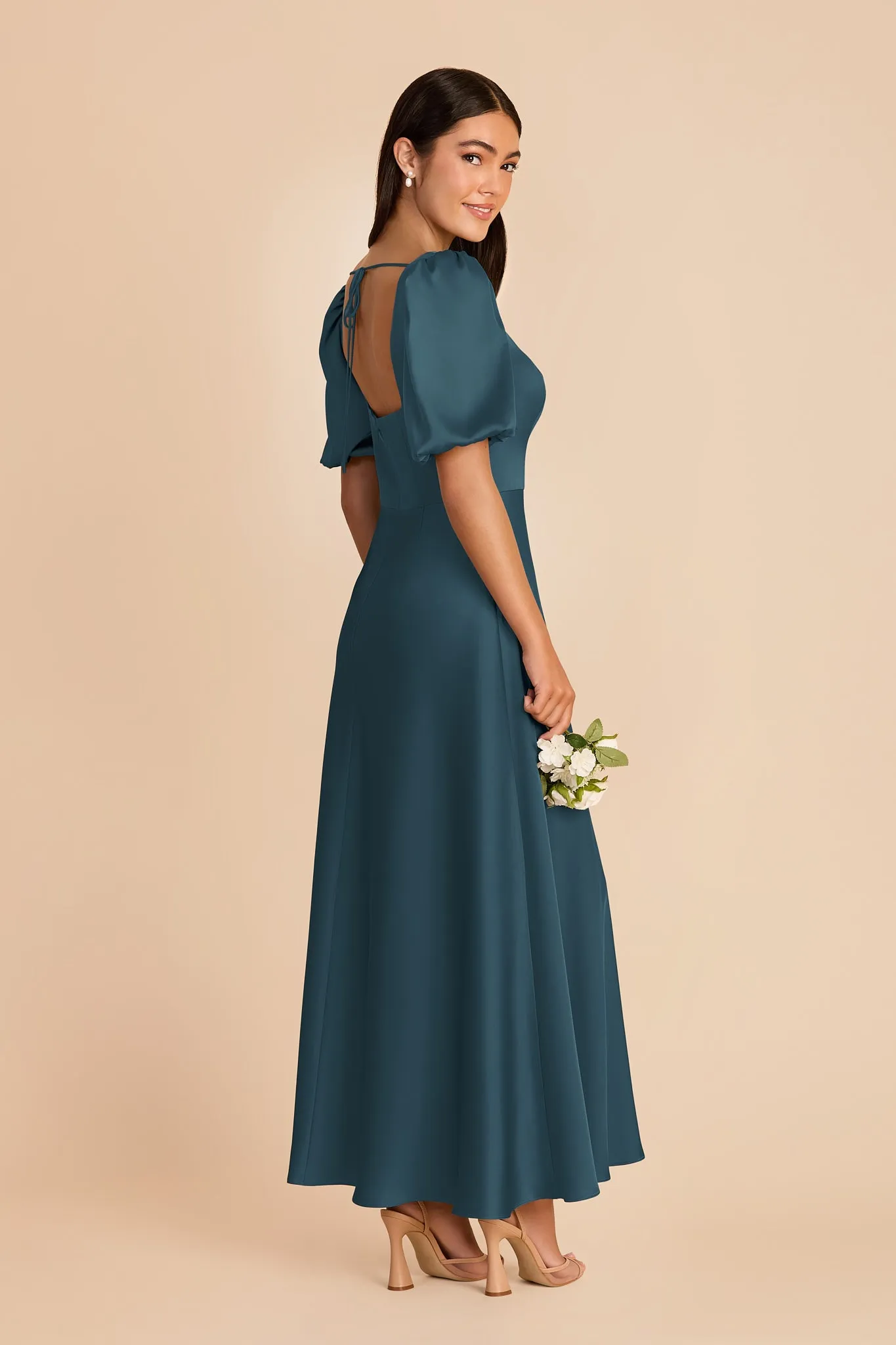Juliette Matte Satin Dress - Dark Teal sold by Birdy Grey product image thumbnail 4