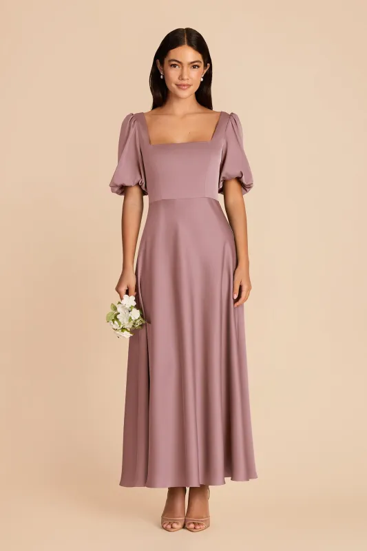 Juliette Matte Satin Dress - Dark Mauve made by Birdy Grey