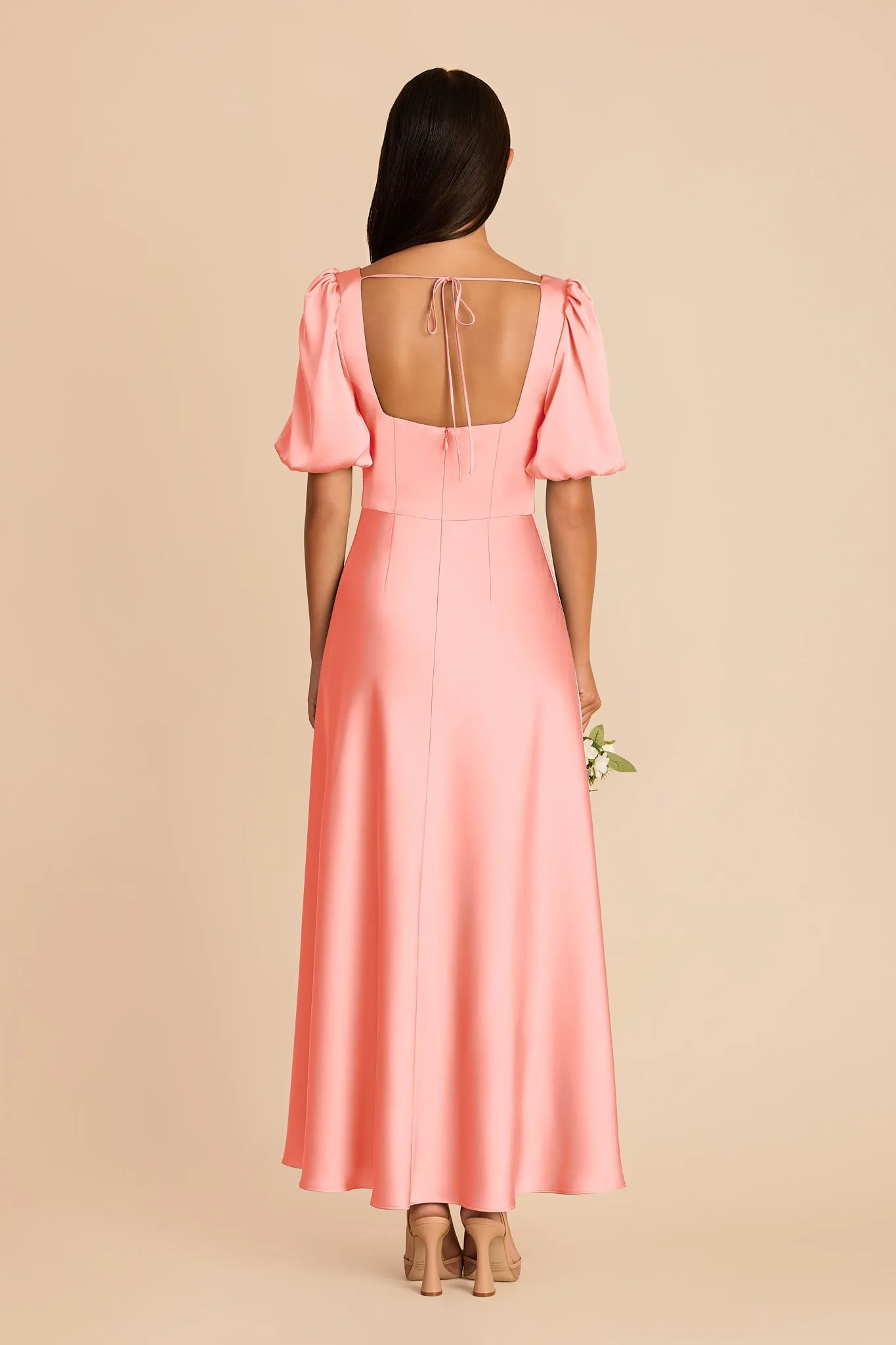 Juliette Matte Satin Dress - Coral Pink sold by Birdy Grey product image thumbnail 5