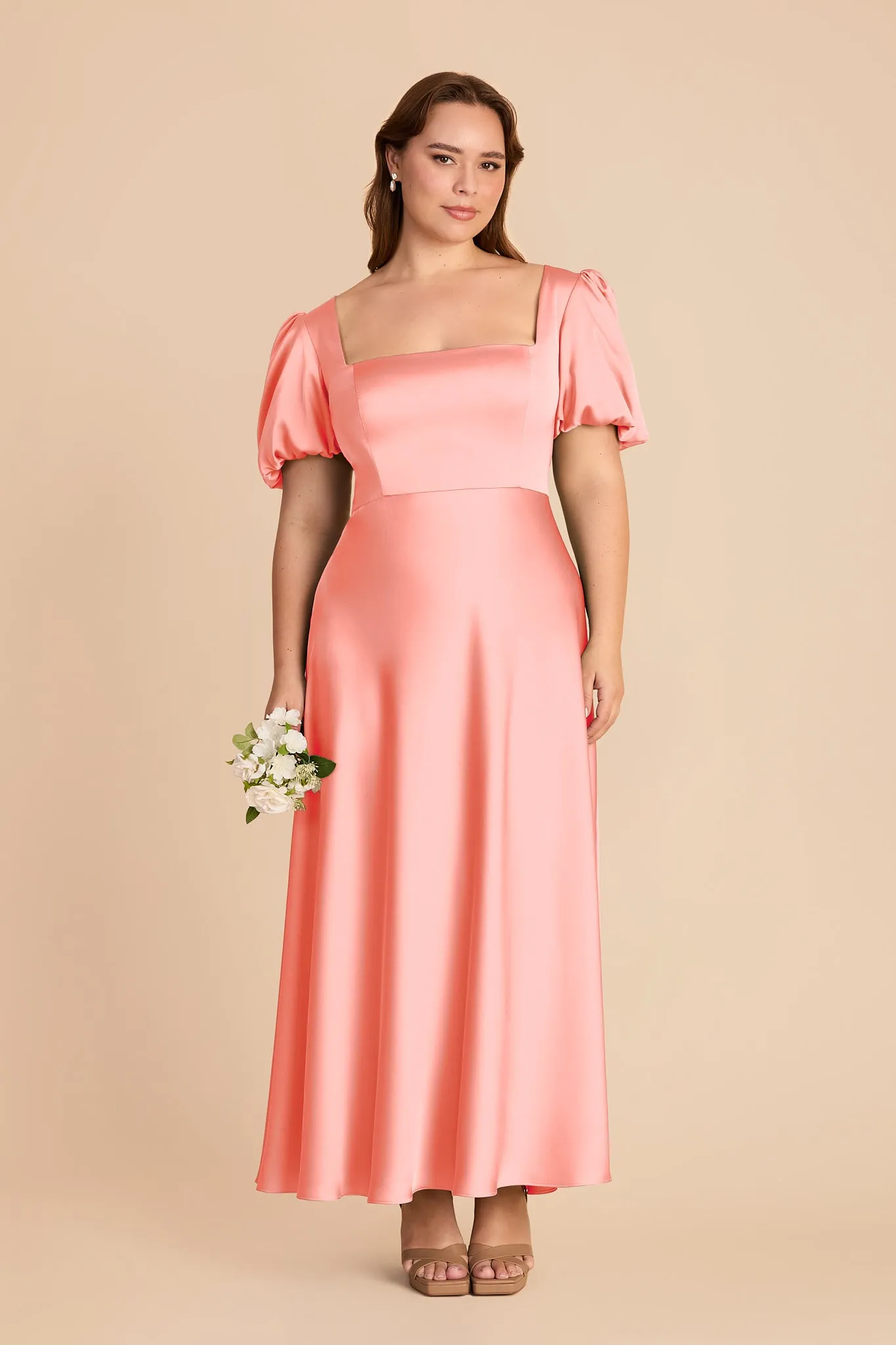 Juliette Matte Satin Dress - Coral Pink sold by Birdy Grey product image thumbnail 2