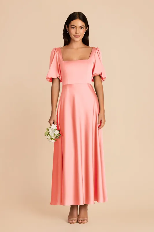 Juliette Matte Satin Dress - Coral Pink made by Birdy Grey