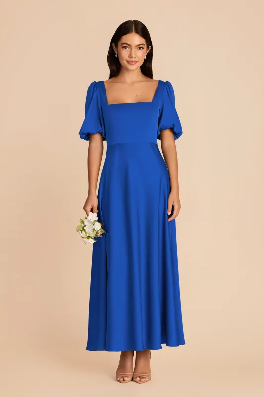 Juliette Matte Satin Dress - Cobalt Blue made by Birdy Grey