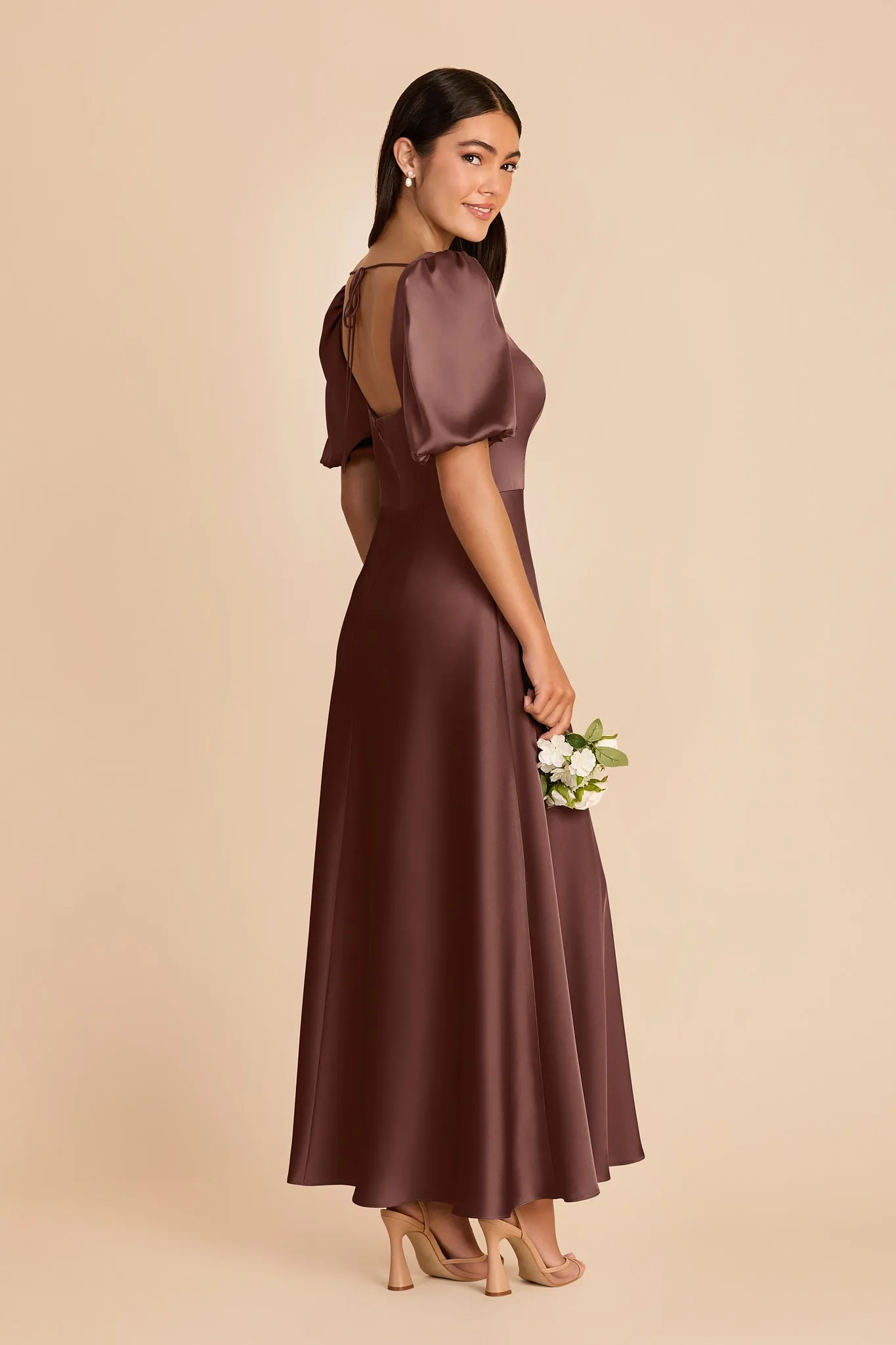 Juliette Matte Satin Dress - Chocolate Brown sold by Birdy Grey product image thumbnail 4