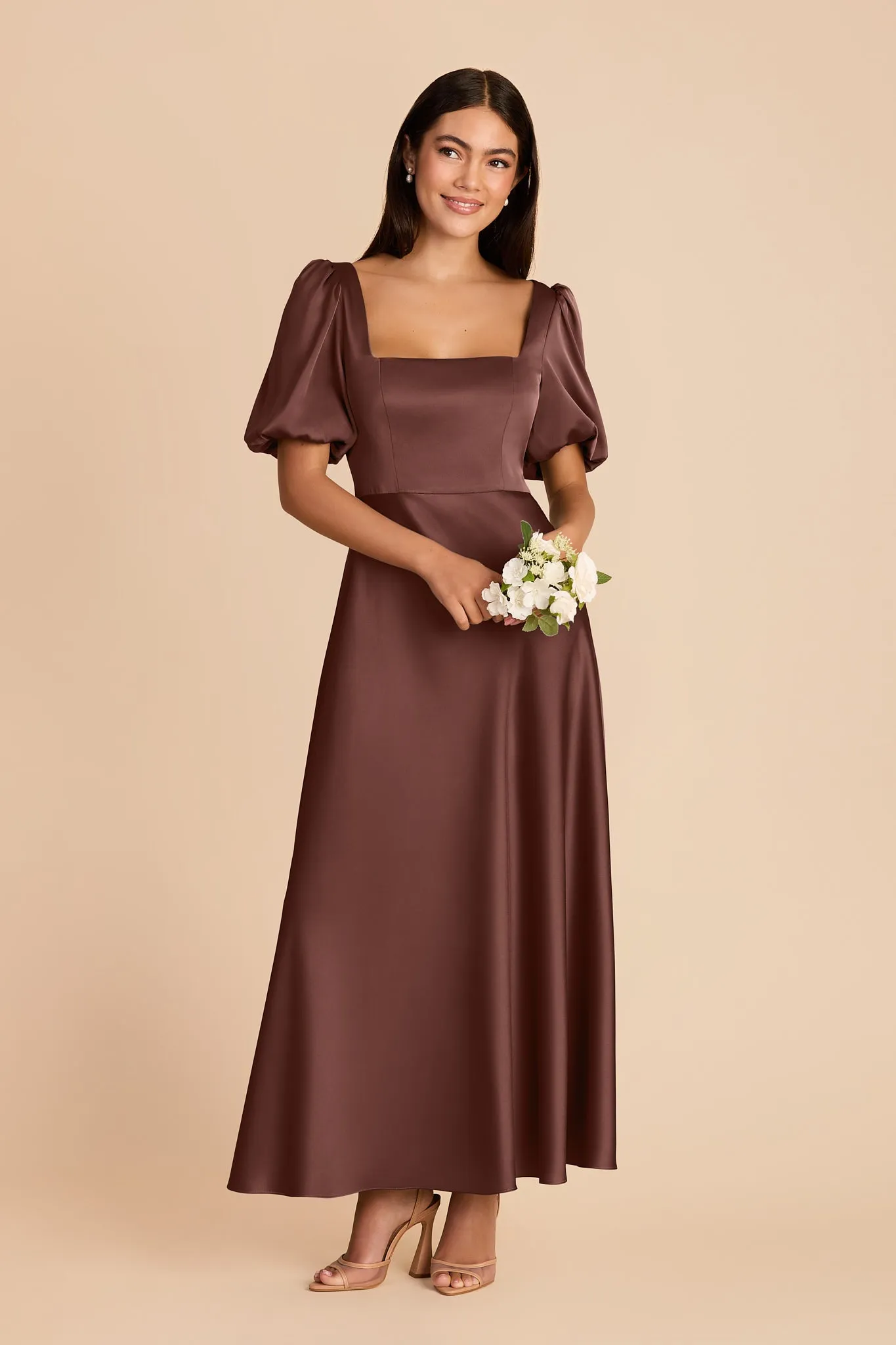 Juliette Matte Satin Dress - Chocolate Brown sold by Birdy Grey product image thumbnail 3