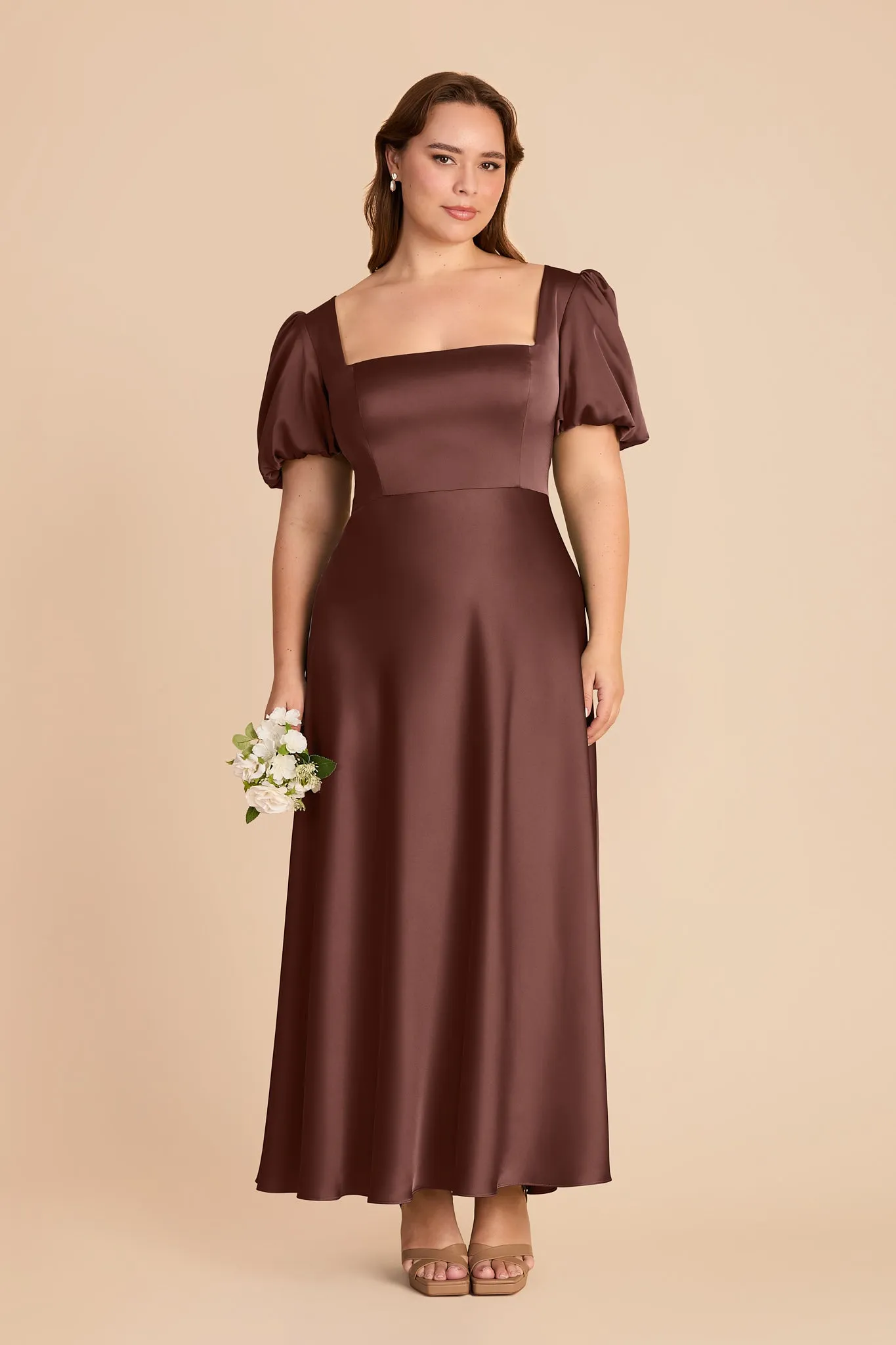 Juliette Matte Satin Dress - Chocolate Brown sold by Birdy Grey product image thumbnail 2