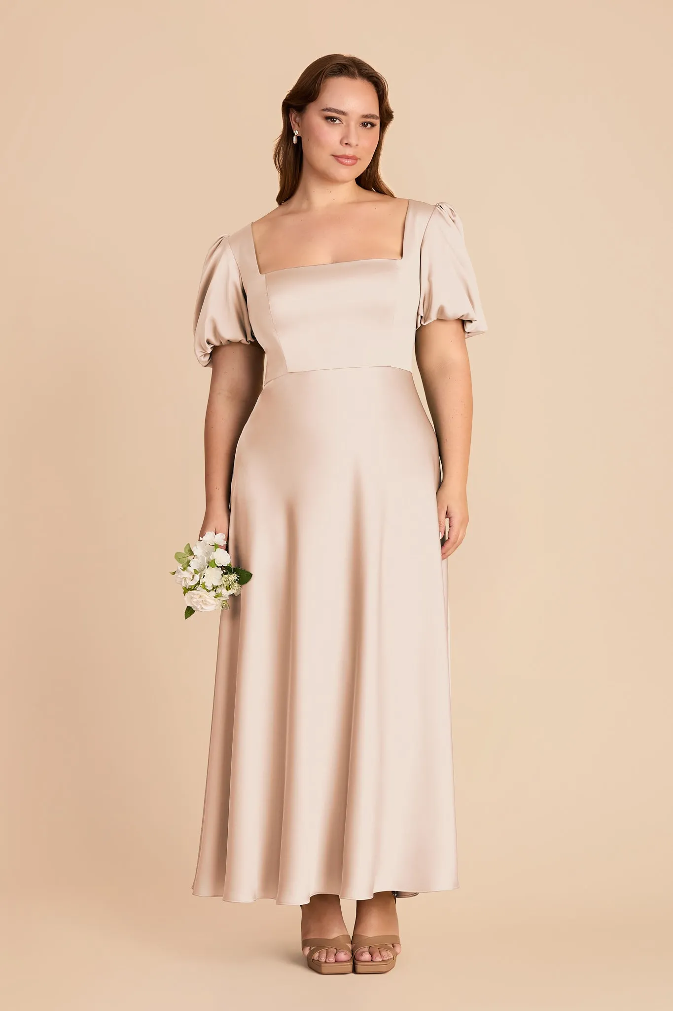 Juliette Matte Satin Dress - Champagne sold by Birdy Grey product image thumbnail 2
