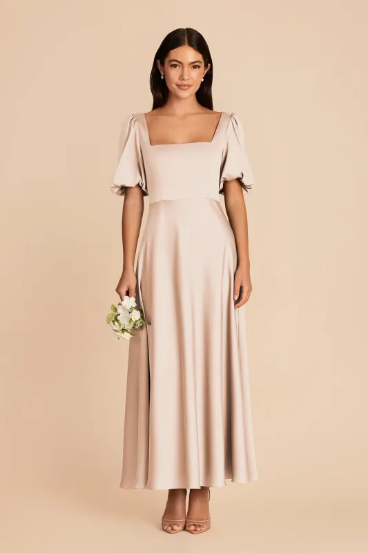 Juliette Matte Satin Dress - Champagne made by Birdy Grey