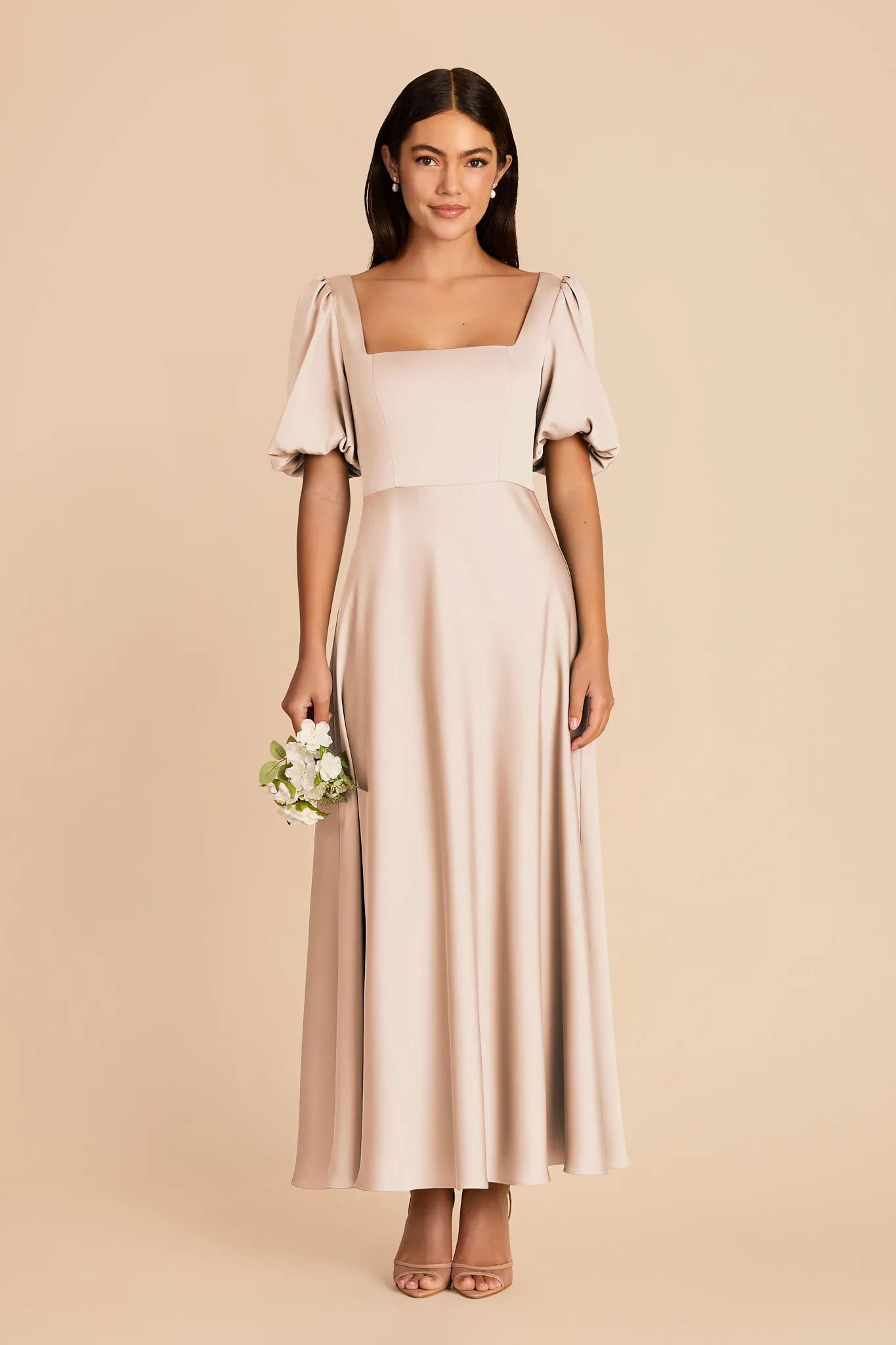 Juliette Matte Satin Dress - Champagne sold by Birdy Grey