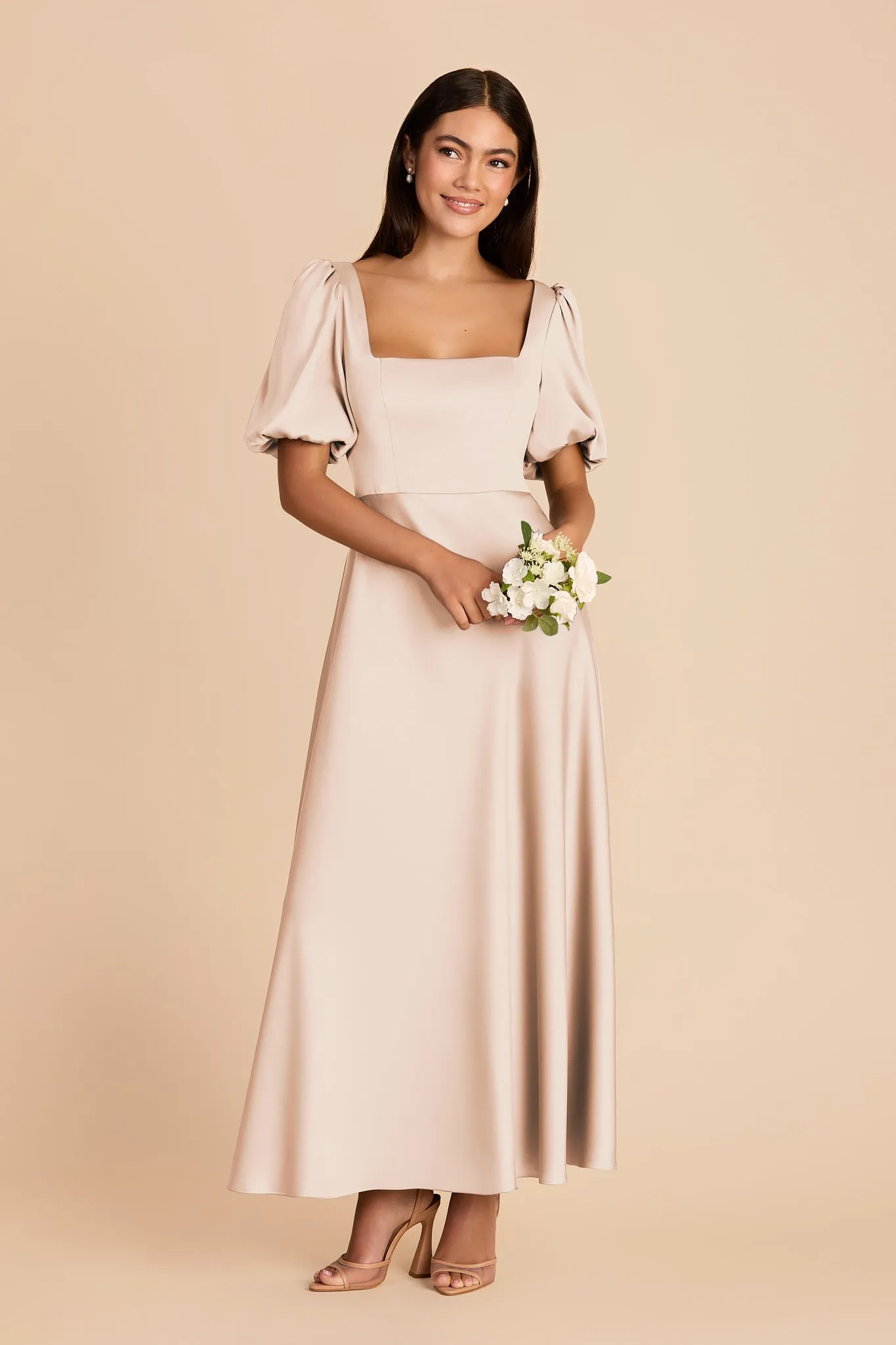 Juliette Matte Satin Dress - Champagne sold by Birdy Grey product image thumbnail 3