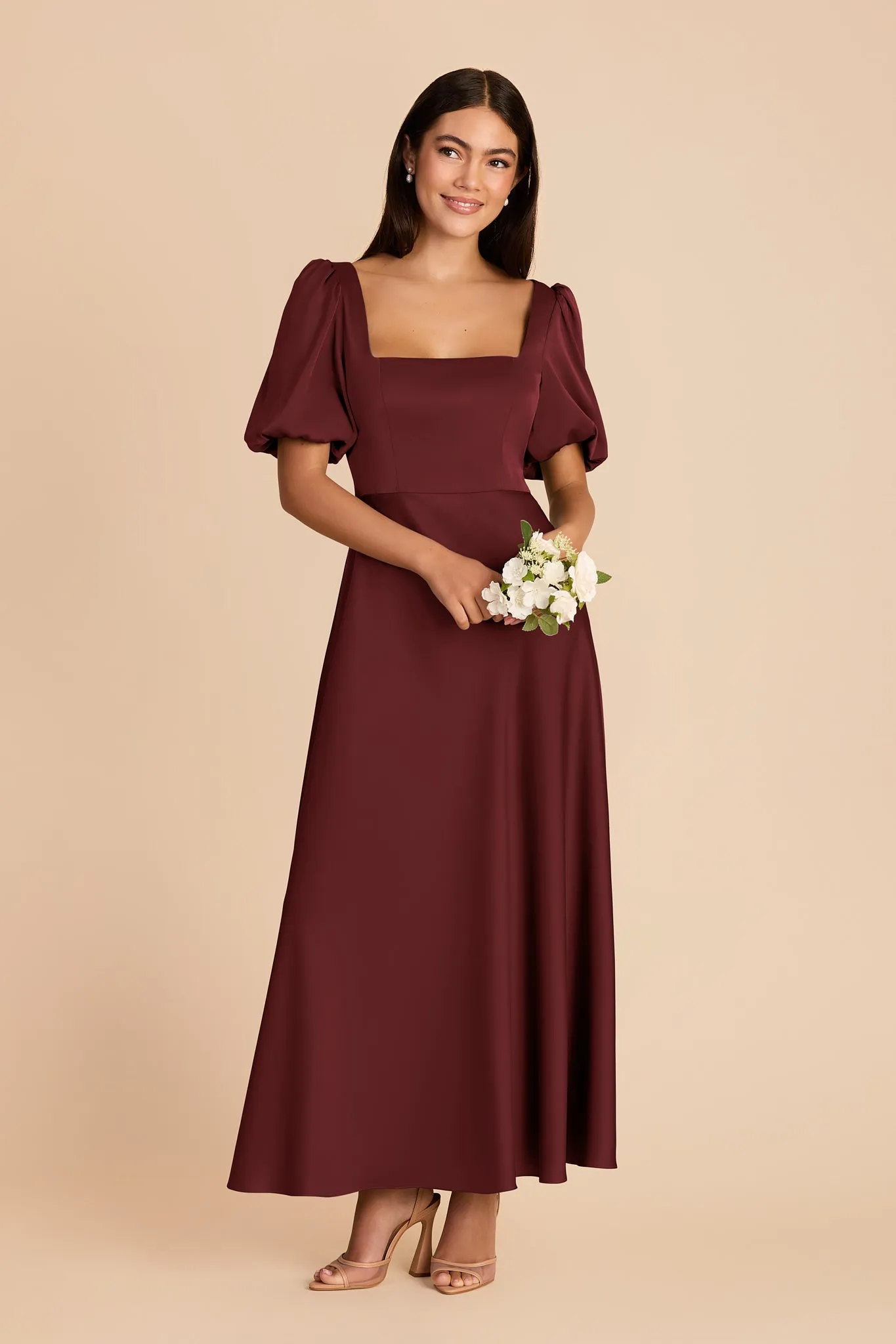 Juliette Matte Satin Dress - Cabernet sold by Birdy Grey product image thumbnail 3