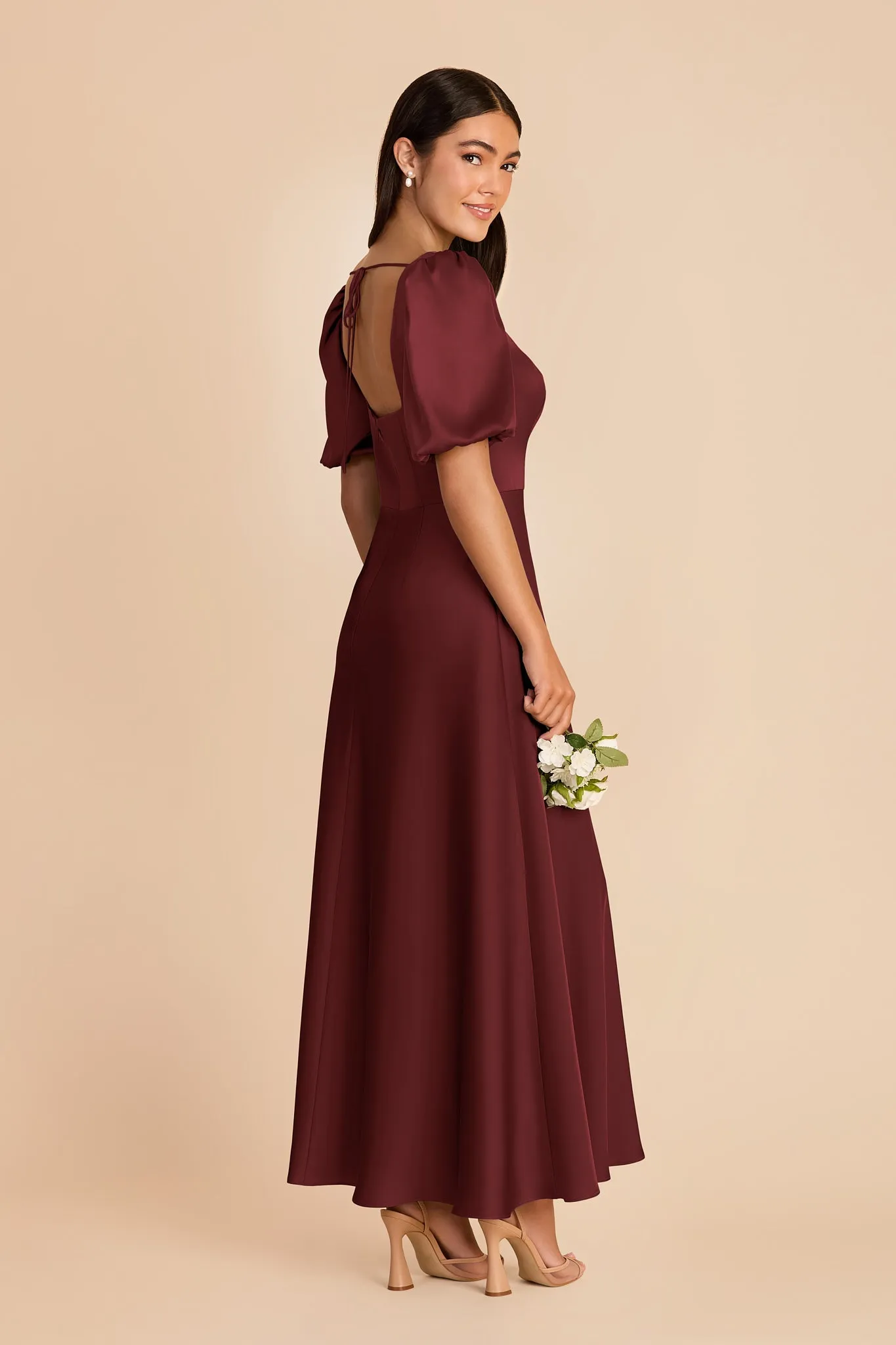 Juliette Matte Satin Dress - Cabernet sold by Birdy Grey product image thumbnail 4