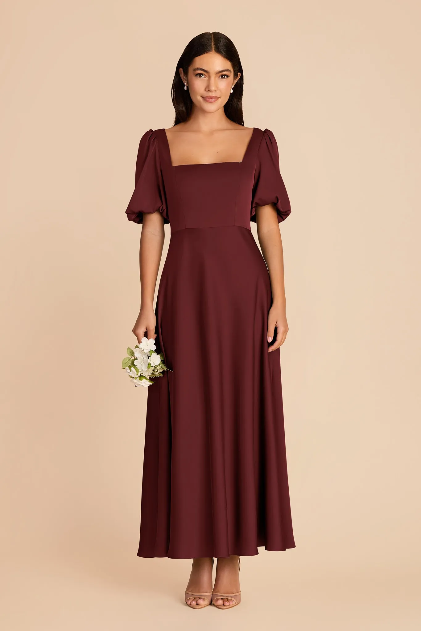 Juliette Matte Satin Dress - Cabernet sold by Birdy Grey