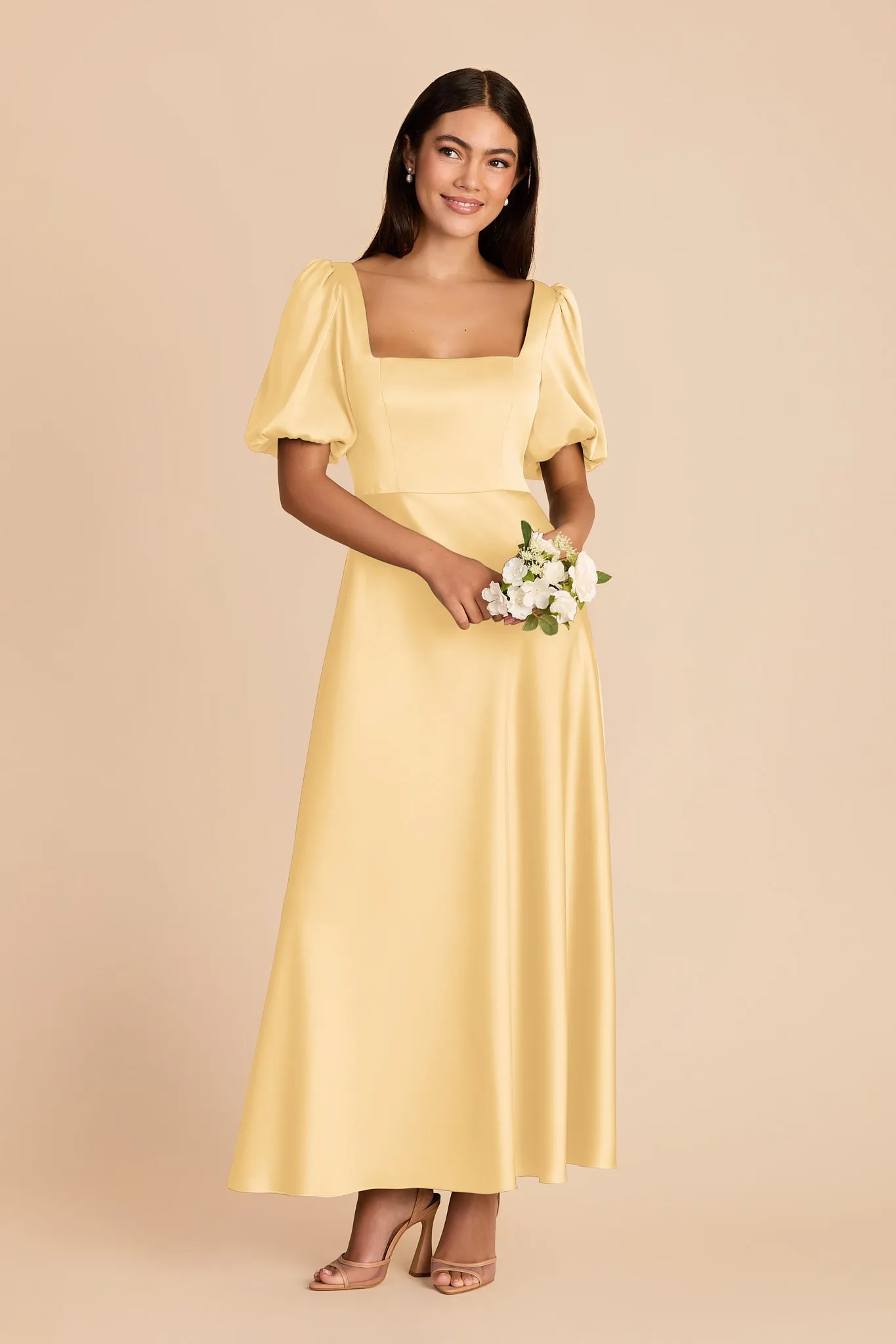 Juliette Matte Satin Dress - Butter sold by Birdy Grey product image thumbnail 3