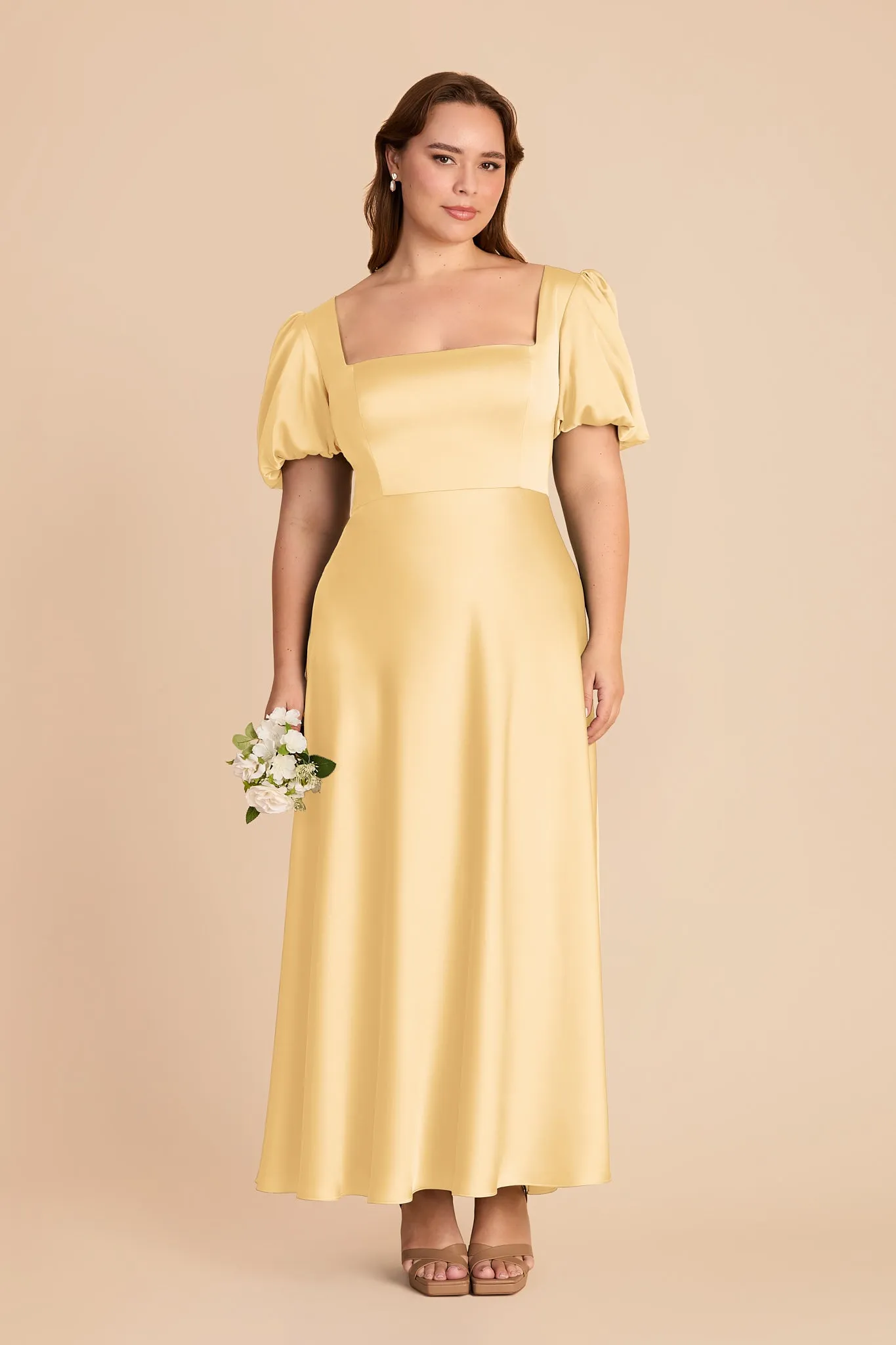 Juliette Matte Satin Dress - Butter sold by Birdy Grey product image thumbnail 2