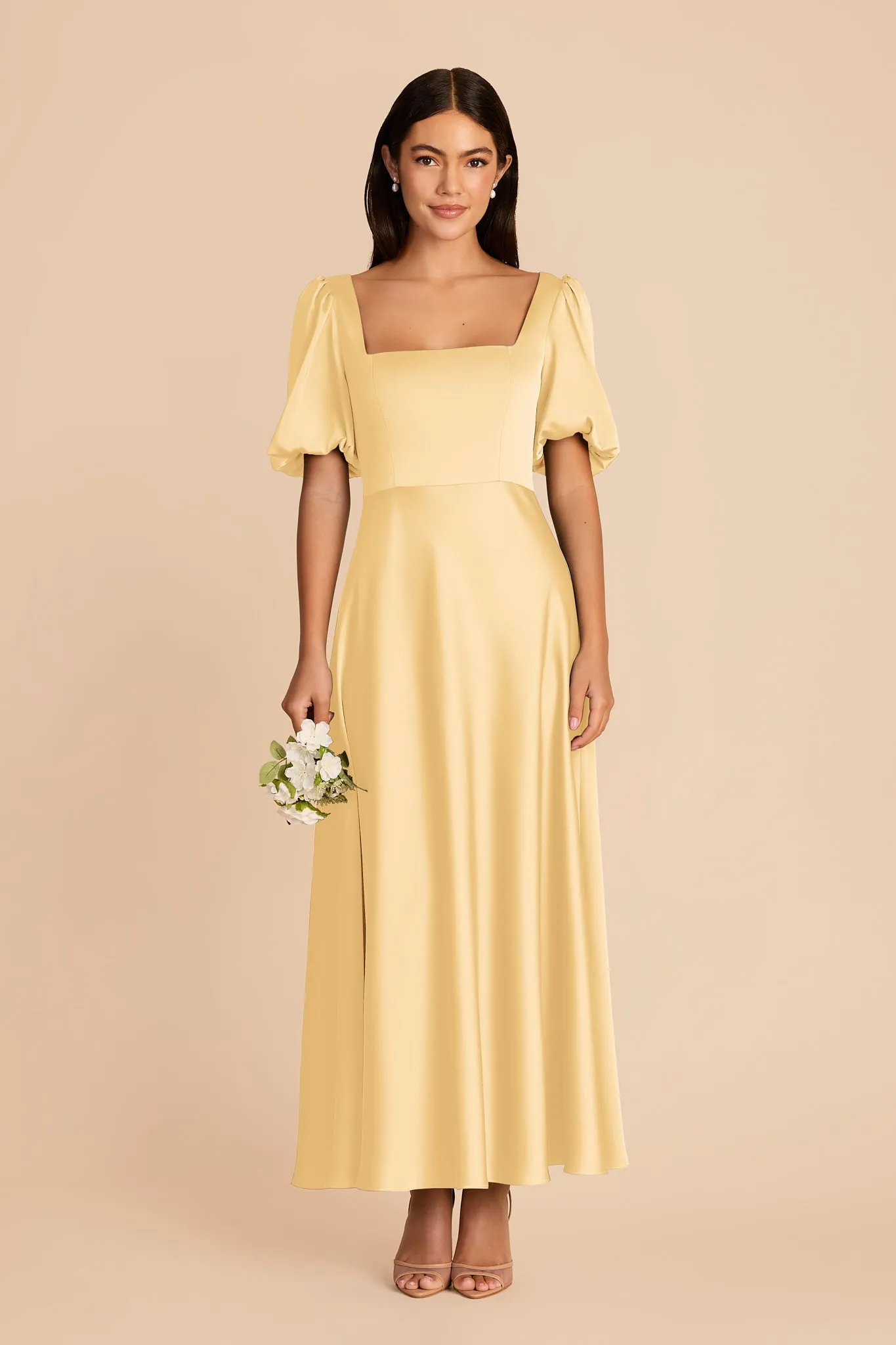 Juliette Matte Satin Dress - Butter sold by Birdy Grey