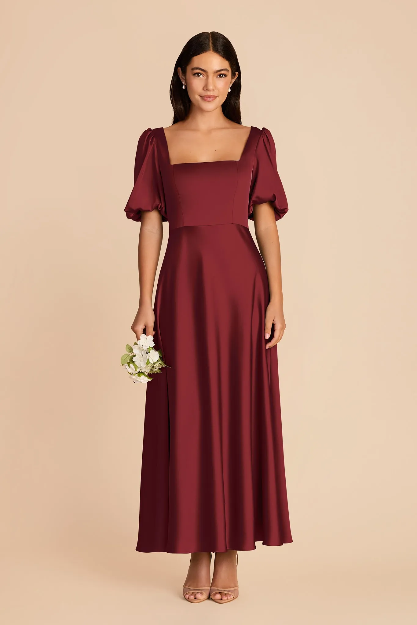 Juliette Matte Satin Dress - Burgundy sold by Birdy Grey