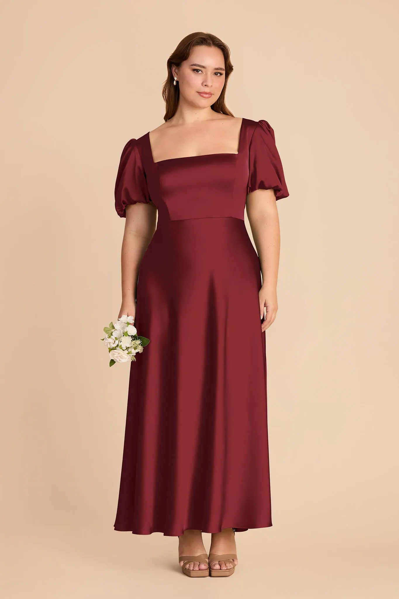 Juliette Matte Satin Dress - Burgundy sold by Birdy Grey product image thumbnail 2