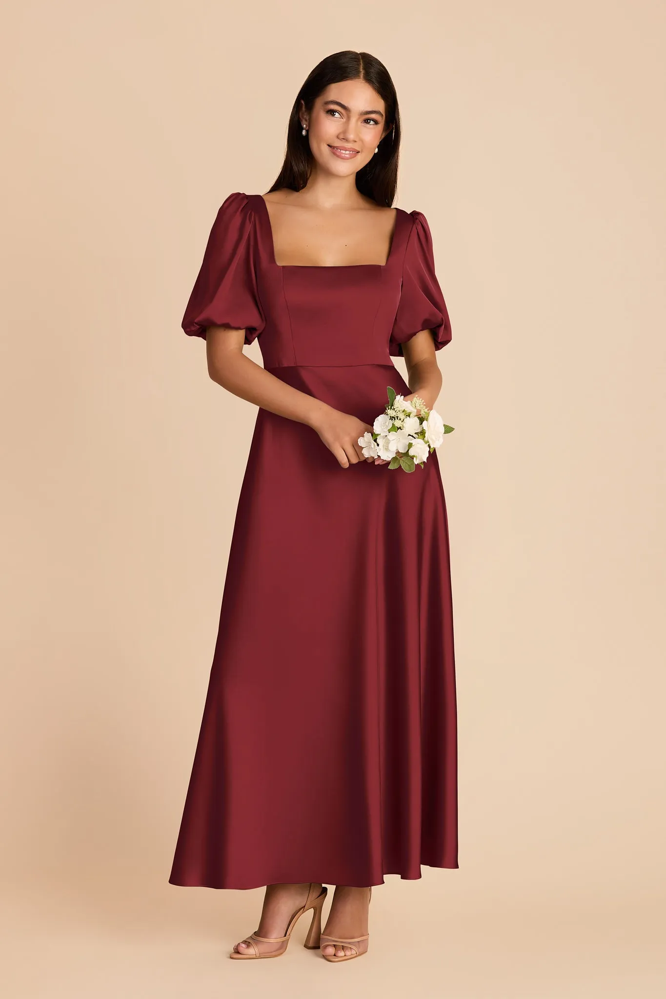 Juliette Matte Satin Dress - Burgundy sold by Birdy Grey product image thumbnail 3