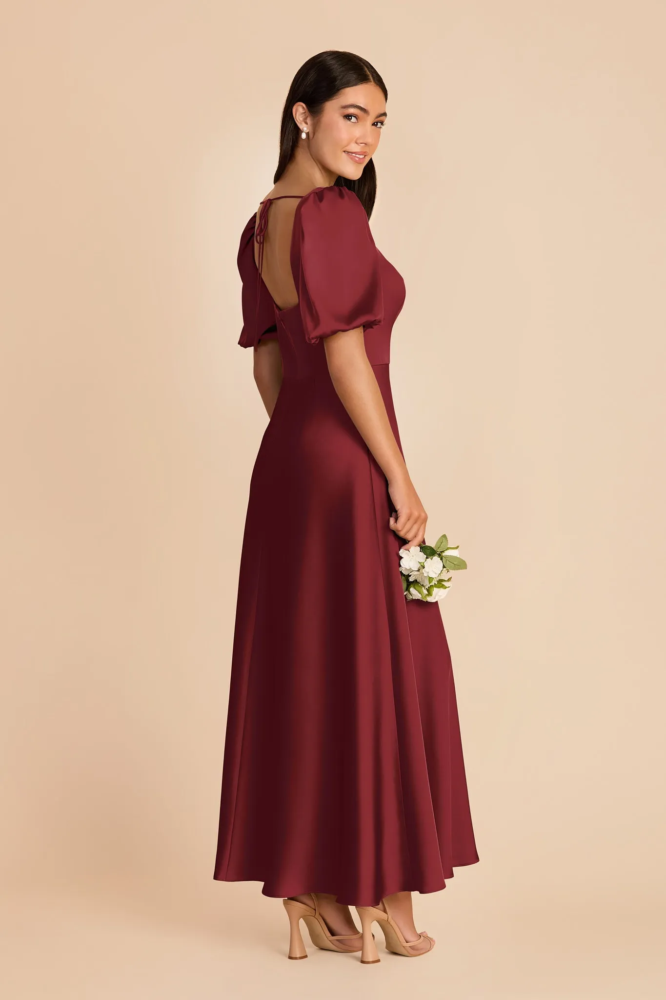 Juliette Matte Satin Dress - Burgundy sold by Birdy Grey product image thumbnail 4