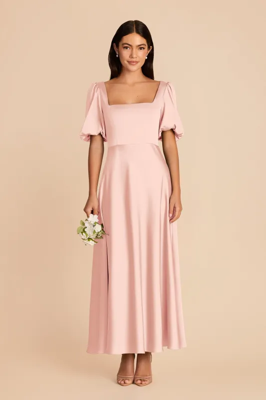 Juliette Matte Satin Dress - Blush Pink made by Birdy Grey
