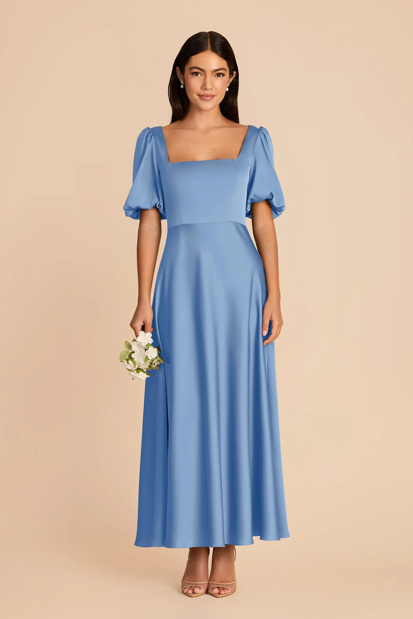 Juliette Matte Satin Dress - Bluebell sold by Birdy Grey