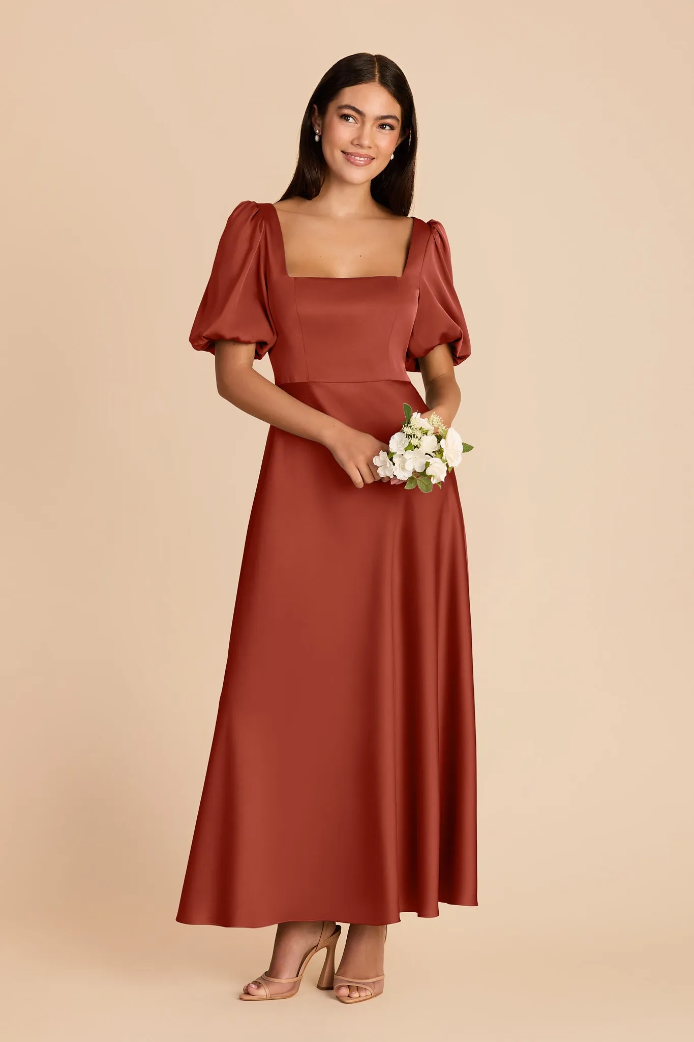 Juliette Matte Satin Dress - Auburn sold by Birdy Grey product image thumbnail 3