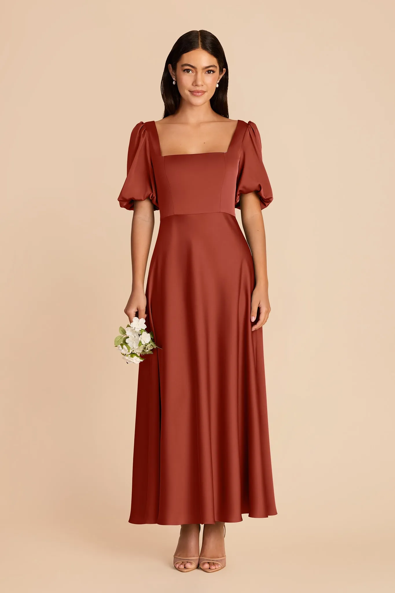 Juliette Matte Satin Dress - Auburn sold by Birdy Grey
