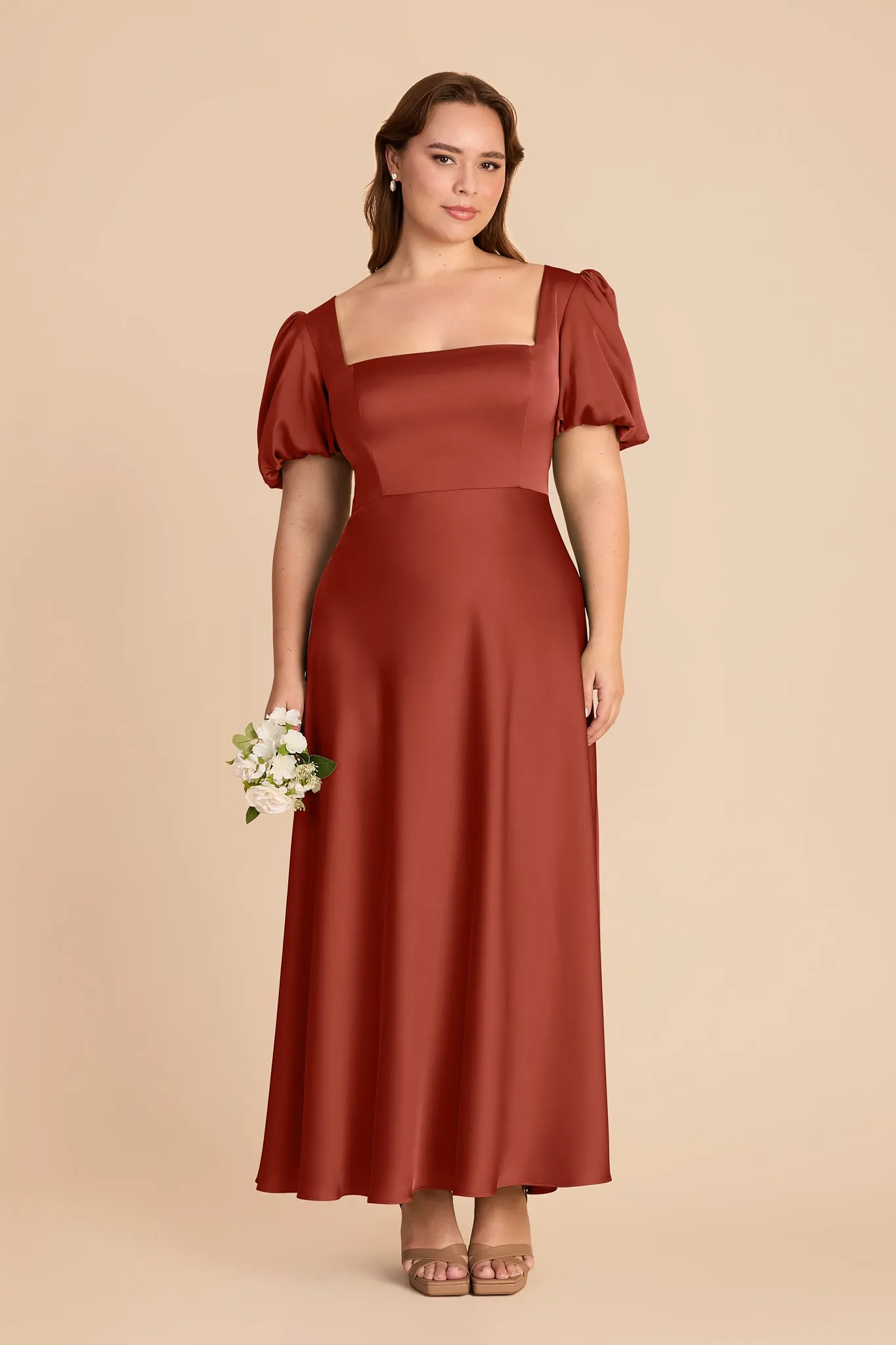 Juliette Matte Satin Dress - Auburn sold by Birdy Grey product image thumbnail 2