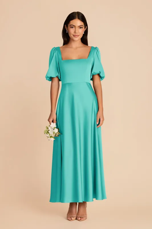 Juliette Matte Satin Dress - Aquamarine made by Birdy Grey