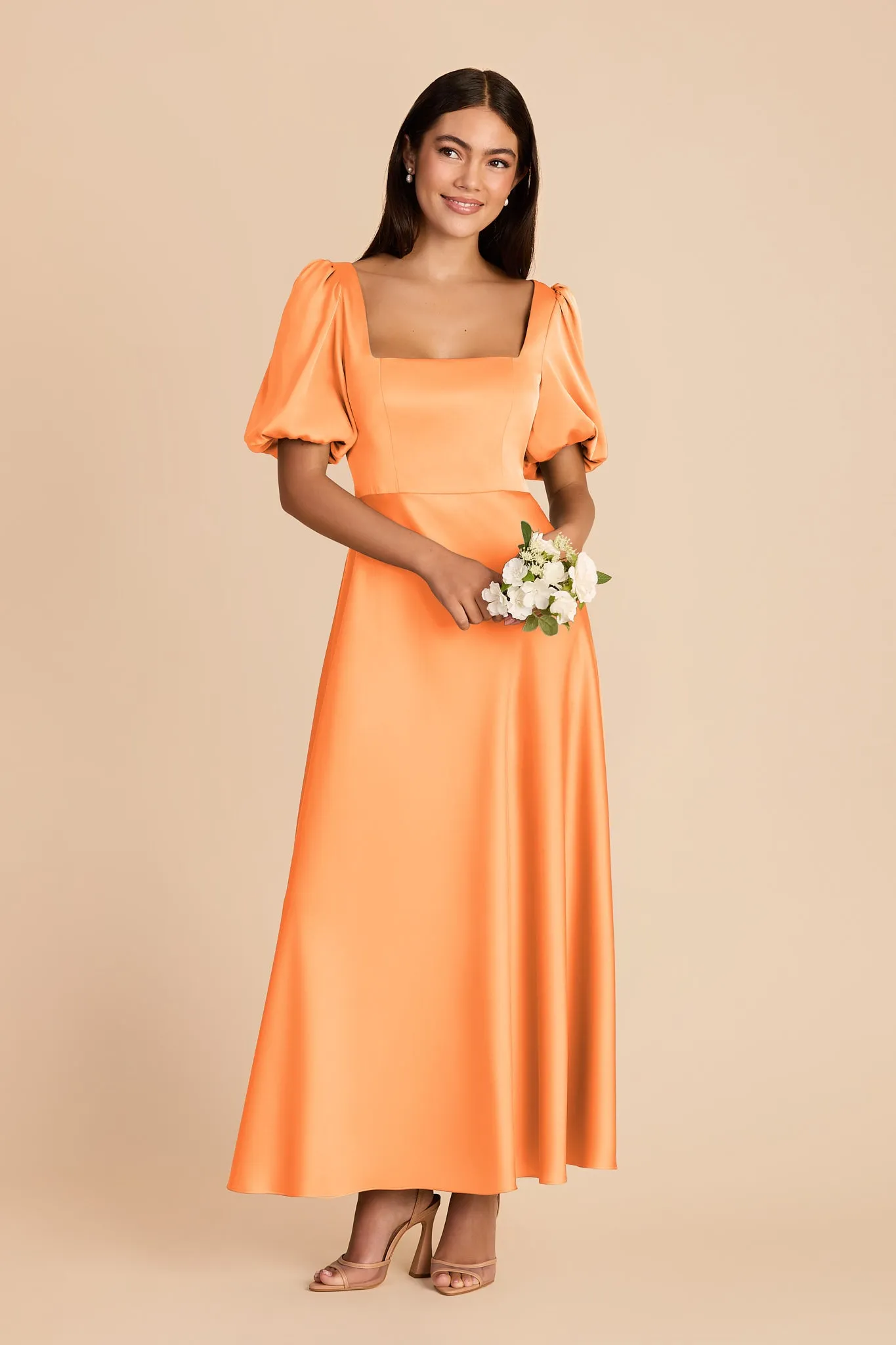 Juliette Matte Satin Dress - Apricot sold by Birdy Grey product image thumbnail 3