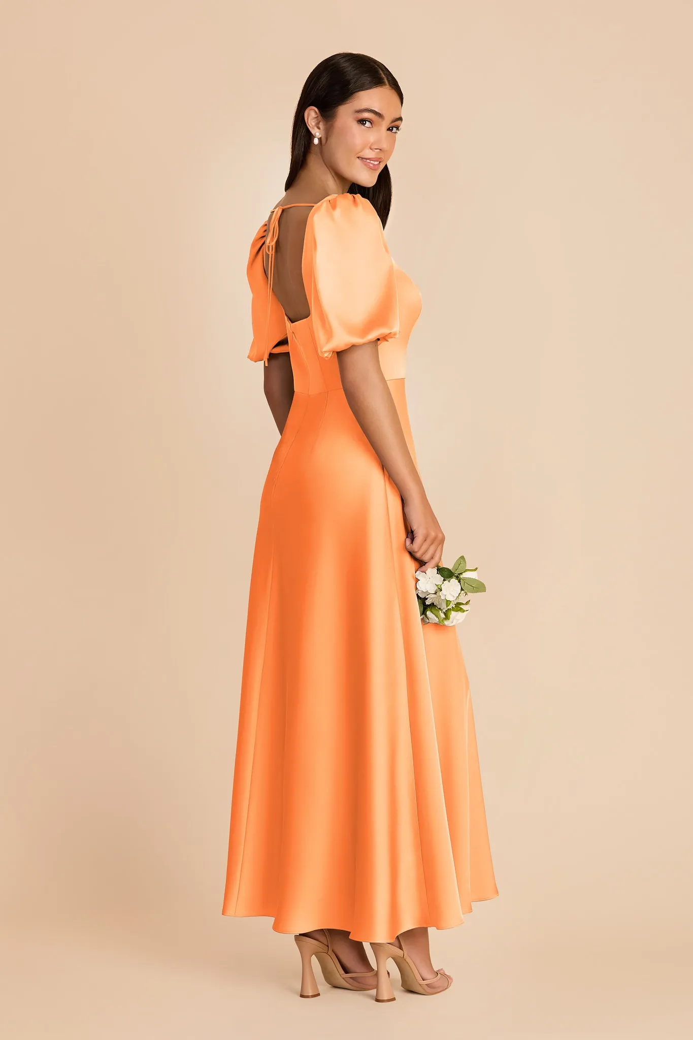 Juliette Matte Satin Dress - Apricot sold by Birdy Grey product image thumbnail 4