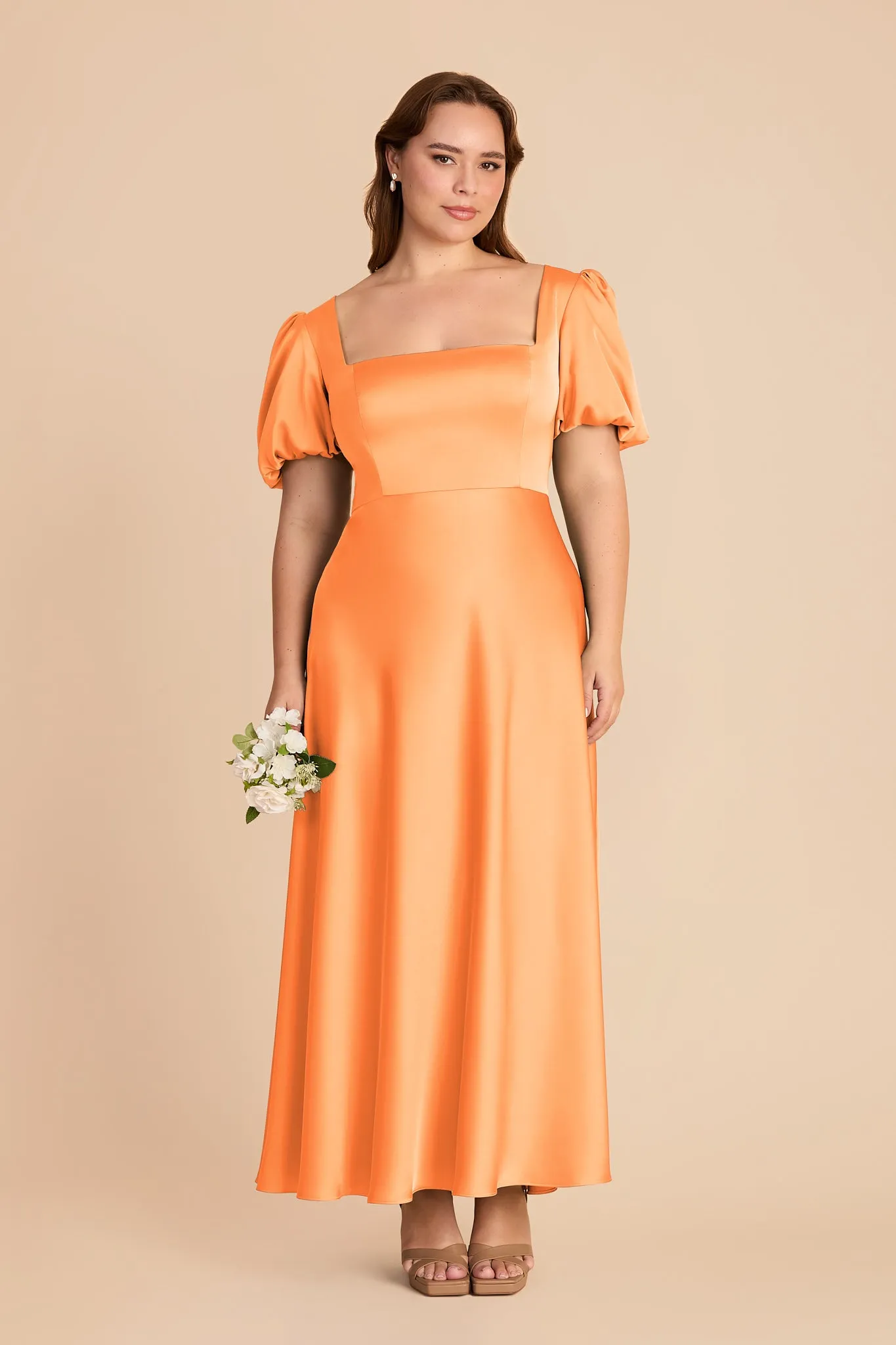 Juliette Matte Satin Dress - Apricot sold by Birdy Grey product image thumbnail 2