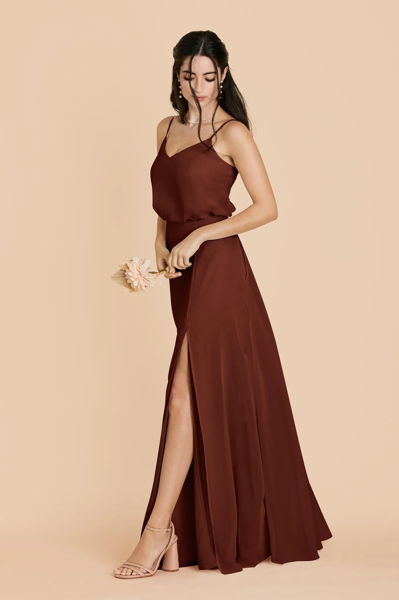 Gwennie Chiffon Dress With Slit - Cognac sold by Birdy Grey product image thumbnail 4