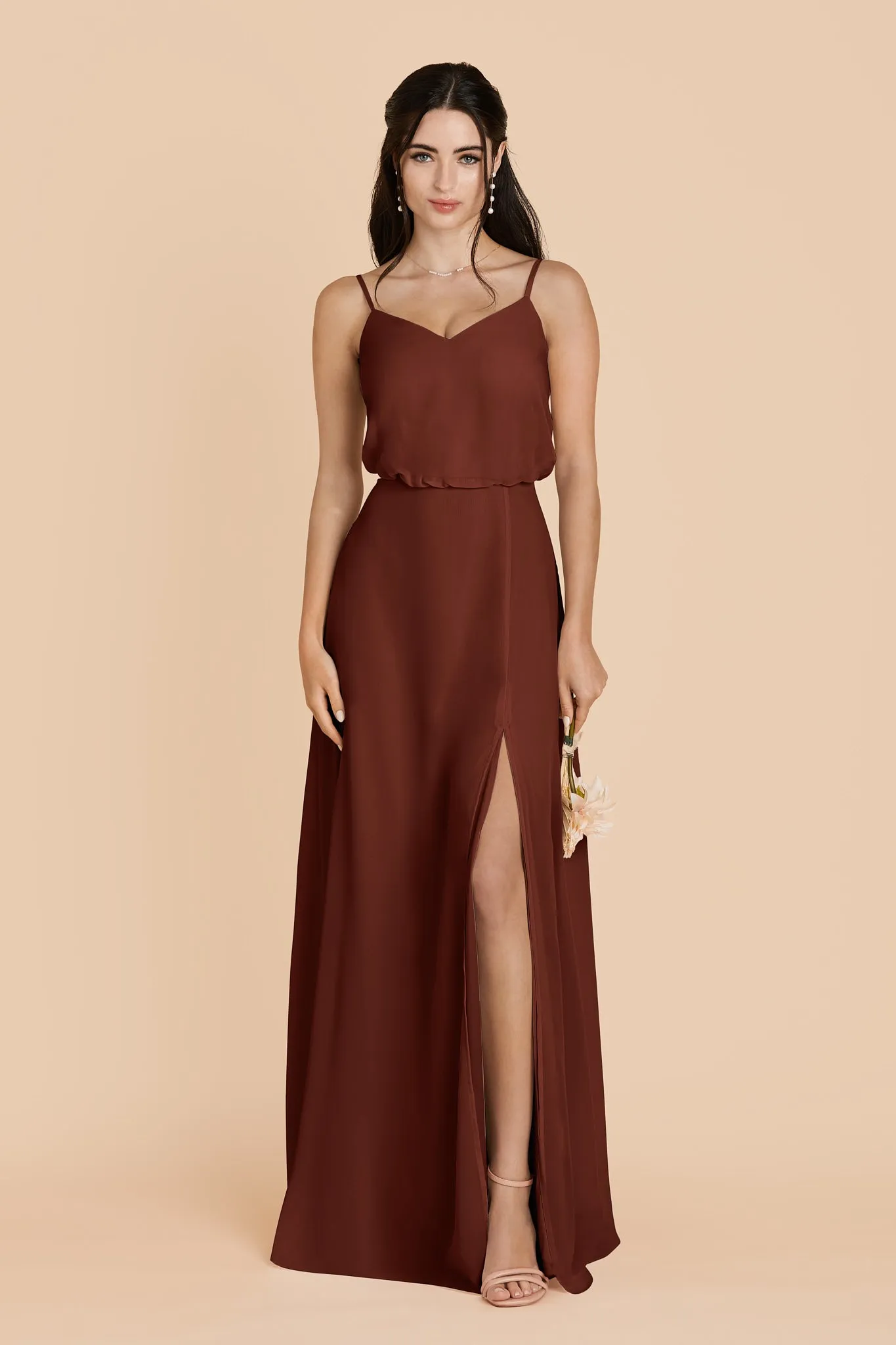 Gwennie Chiffon Dress With Slit - Cognac sold by Birdy Grey product image thumbnail 2