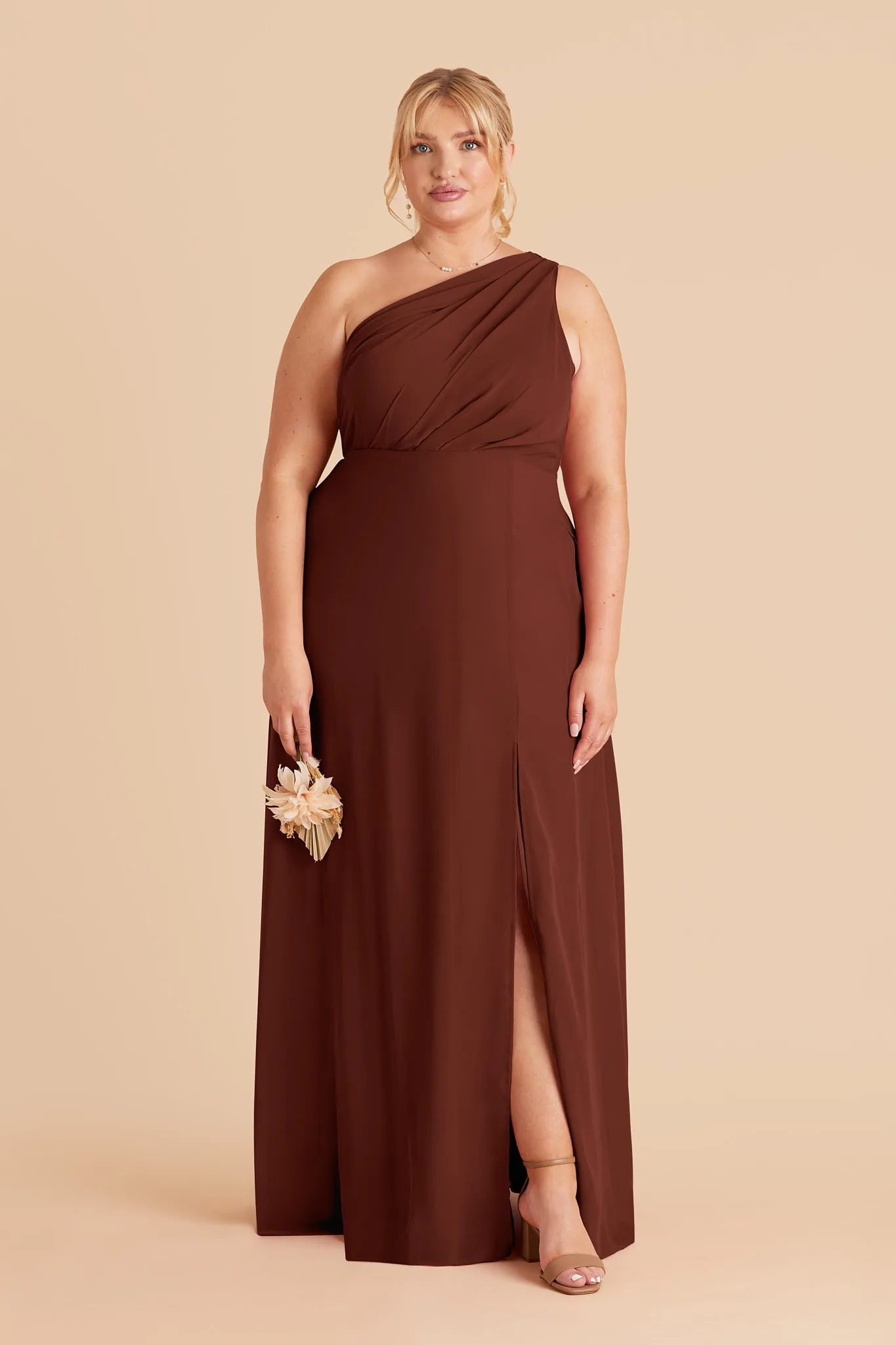 Kira Chiffon Dress With Slit - Cognac sold by Birdy Grey