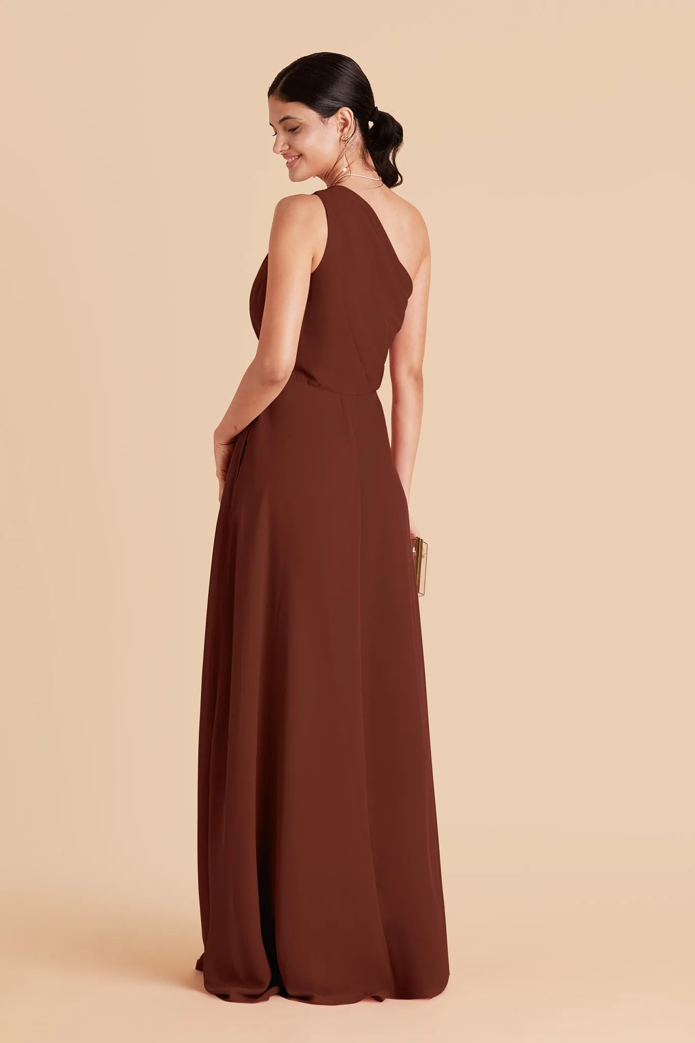 Kira Chiffon Dress With Slit - Cognac sold by Birdy Grey product image thumbnail 4