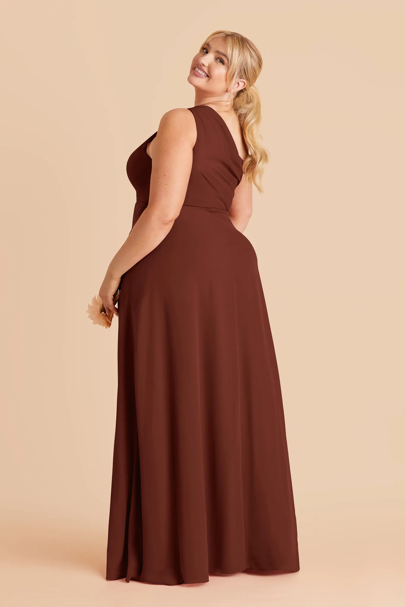 Kira Chiffon Dress With Slit - Cognac sold by Birdy Grey product image thumbnail 5