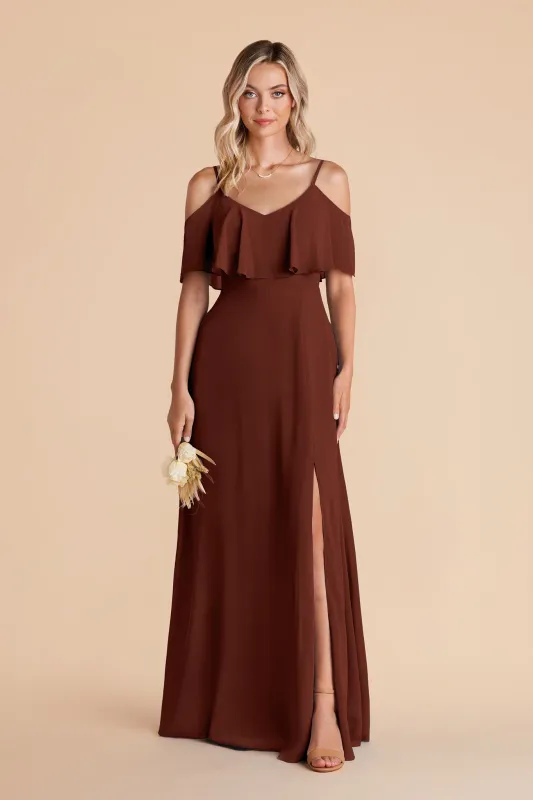 Jane Chiffon Dress With Slit - Cognac sold by Birdy Grey