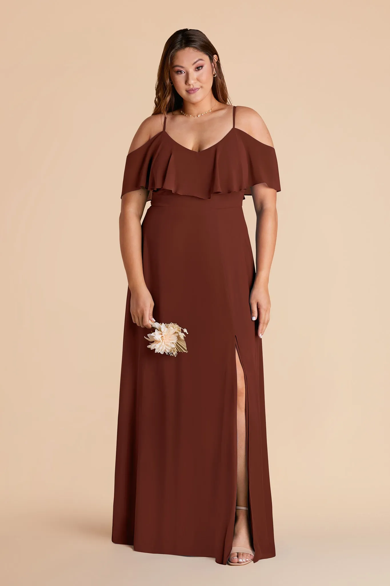 Jane Chiffon Dress With Slit - Cognac sold by Birdy Grey product image thumbnail 2