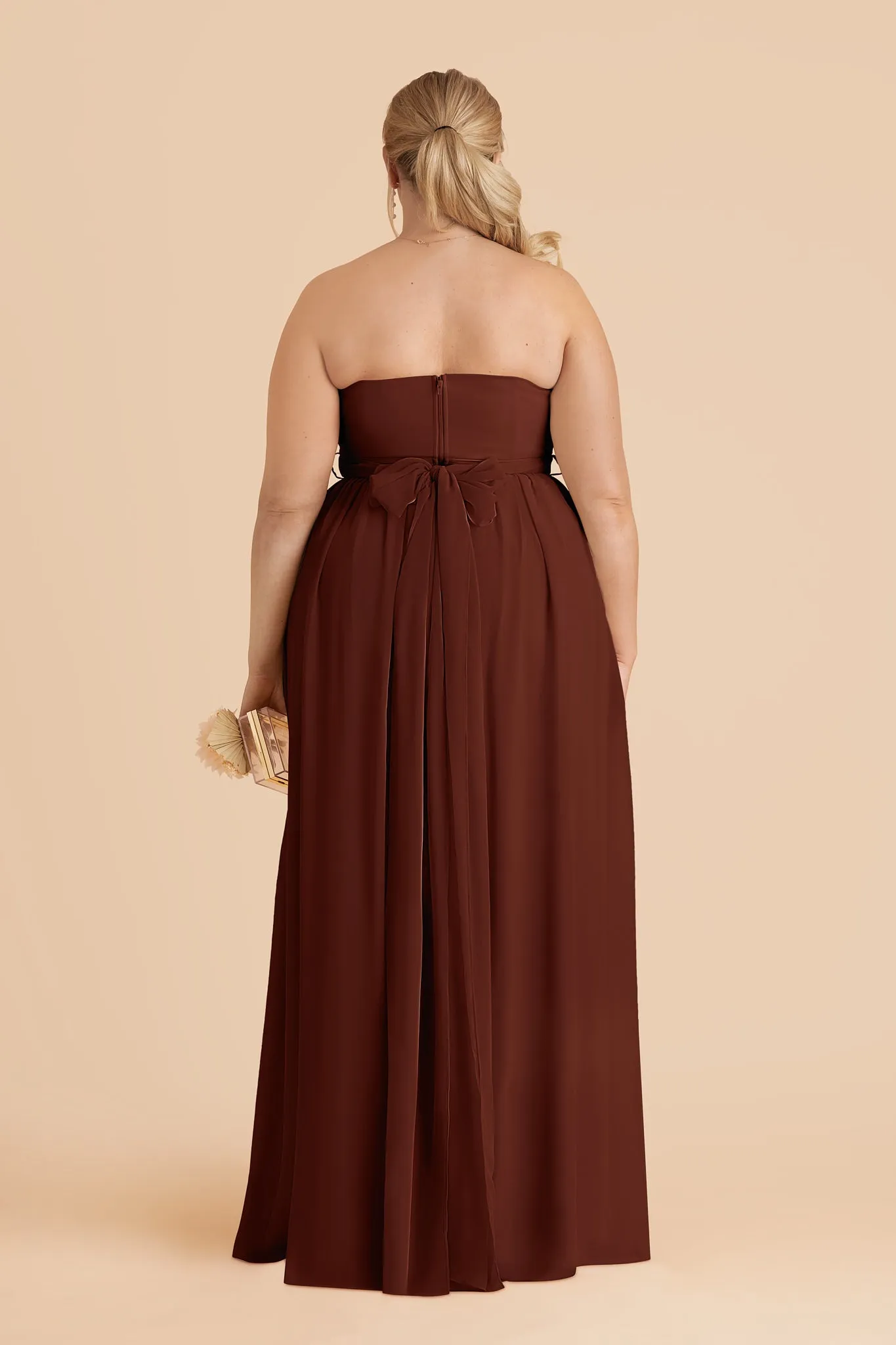 Grace Chiffon Dress With Slit - Cognac sold by Birdy Grey product image thumbnail 5