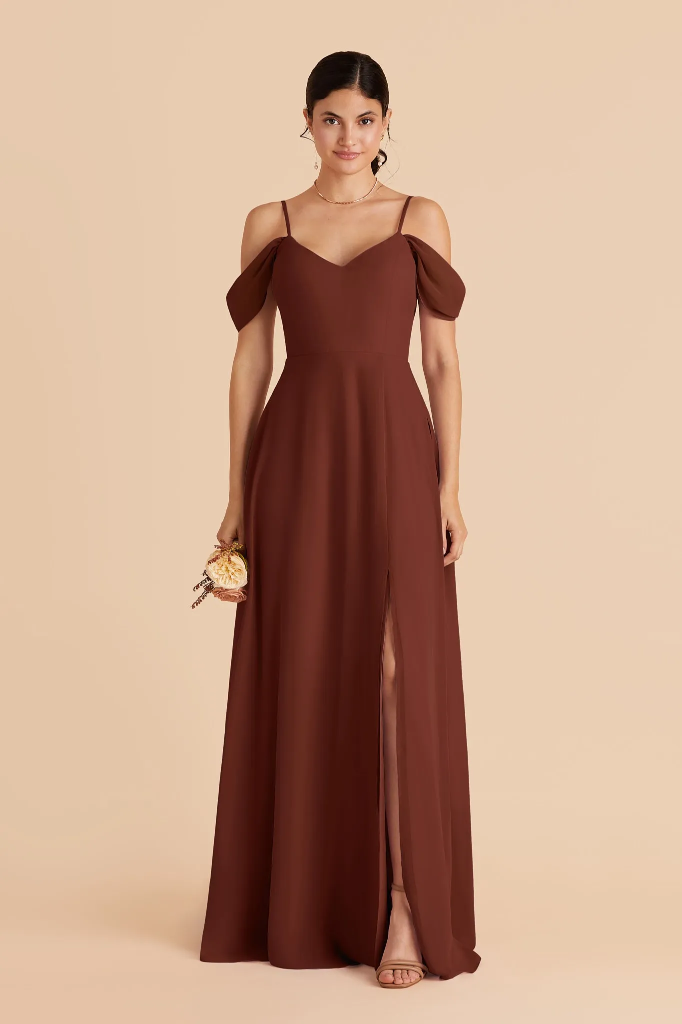 Devin Chiffon Dress With Slit - Cognac sold by Birdy Grey product image thumbnail 3