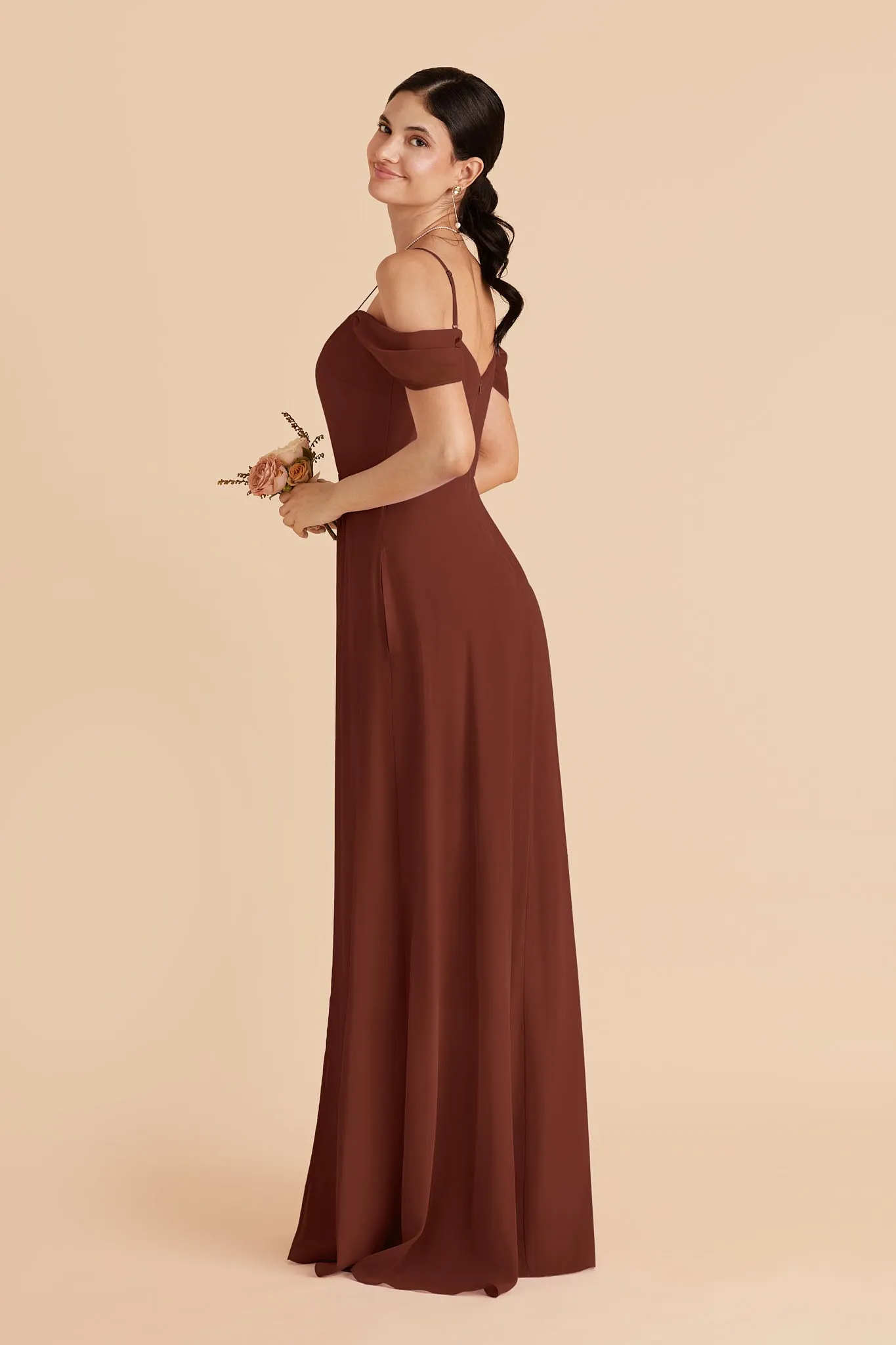 Devin Chiffon Dress With Slit - Cognac sold by Birdy Grey product image thumbnail 5