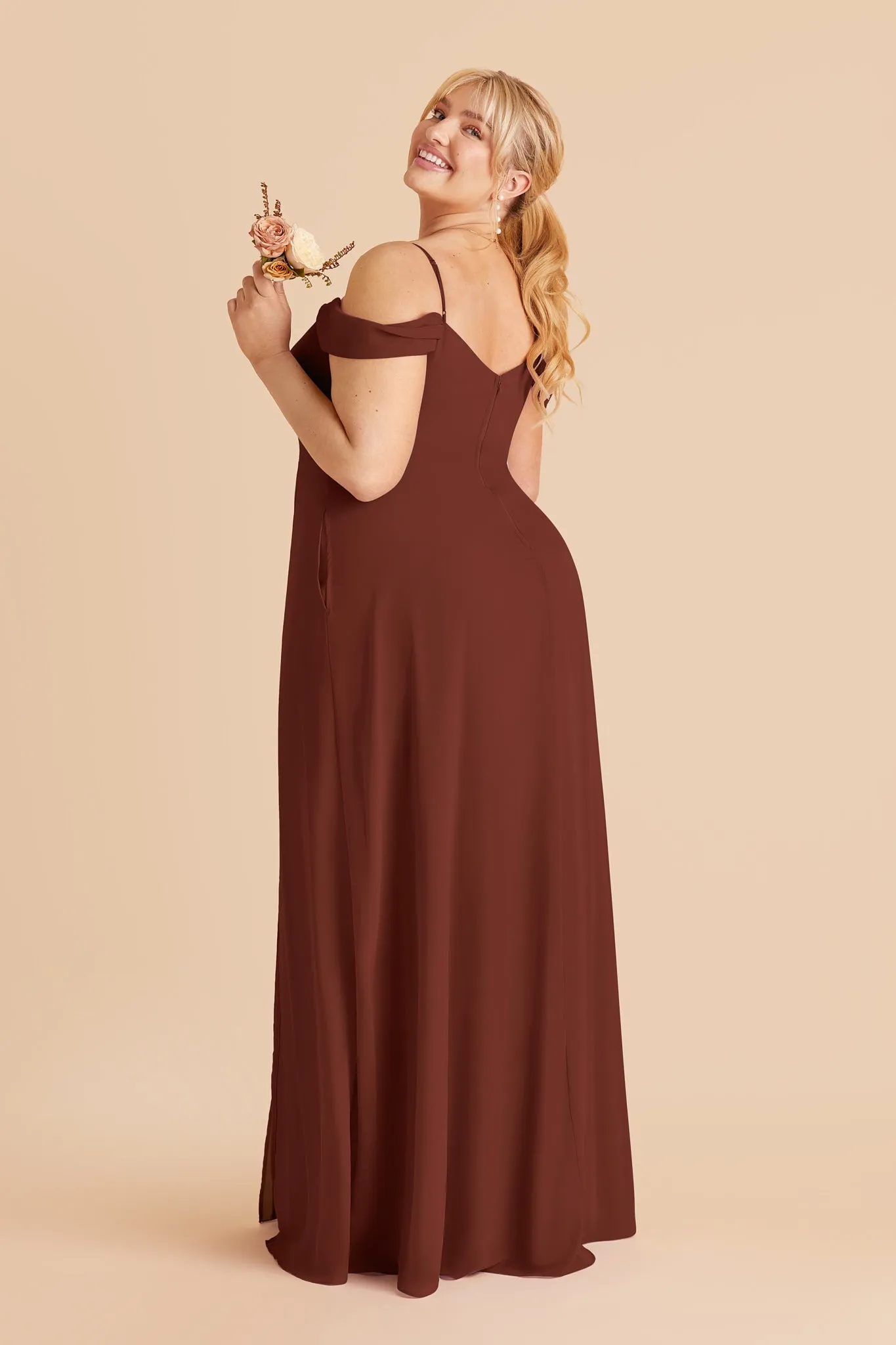 Devin Chiffon Dress With Slit - Cognac sold by Birdy Grey product image thumbnail 2