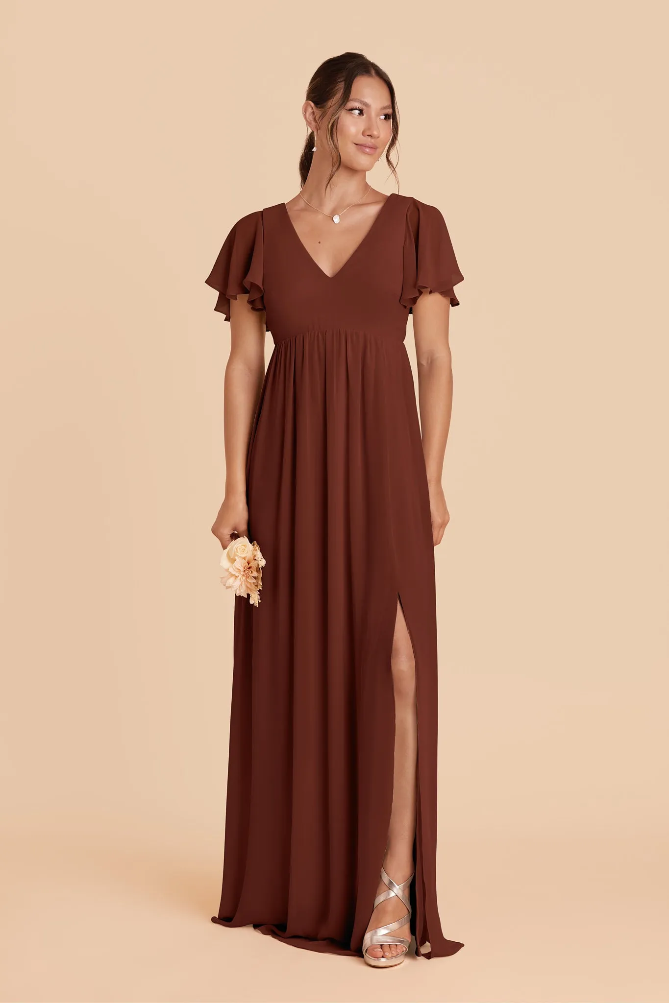 Hannah Chiffon Dress - Cognac sold by Birdy Grey